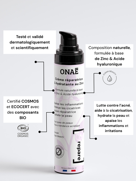 Crème hydratante et réparatrice au Zinc