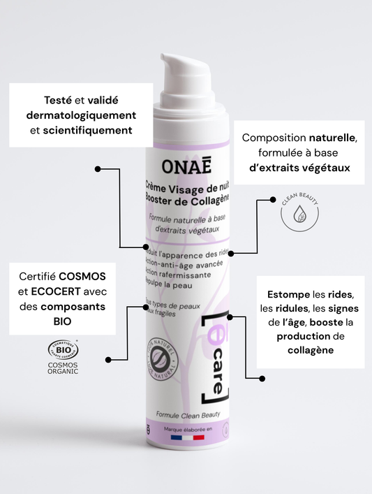 Crème visage de nuit anti-âge boost collagène