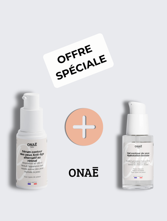 Sérum contour des yeux anti-âge alternatif au rétinol et Gel contour des yeux hydratation booster Onaé paris tous types de peaux - vue principale 
