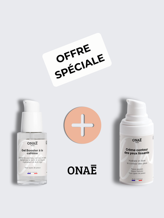 Gel booster à la caféine pour les yeux et Crème contour des yeux lissante  Onaé paris tous types de peaux - vue principale 