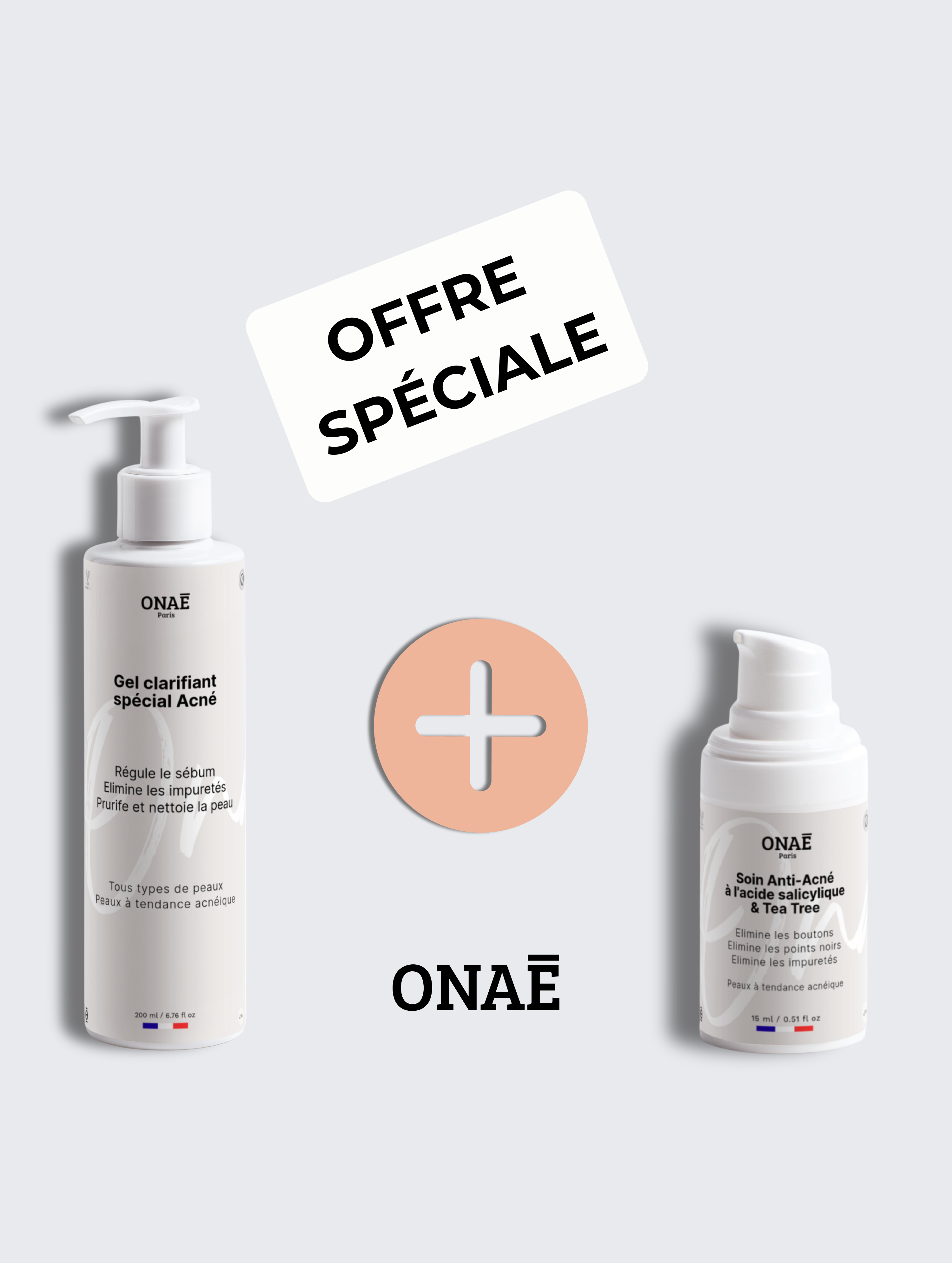 Gel clarifiant pour le visage spécial Acné et Soin Acné à l'acide salicylique et Tea Tree Onaé paris peaux à tendance acnéique - vue principale 