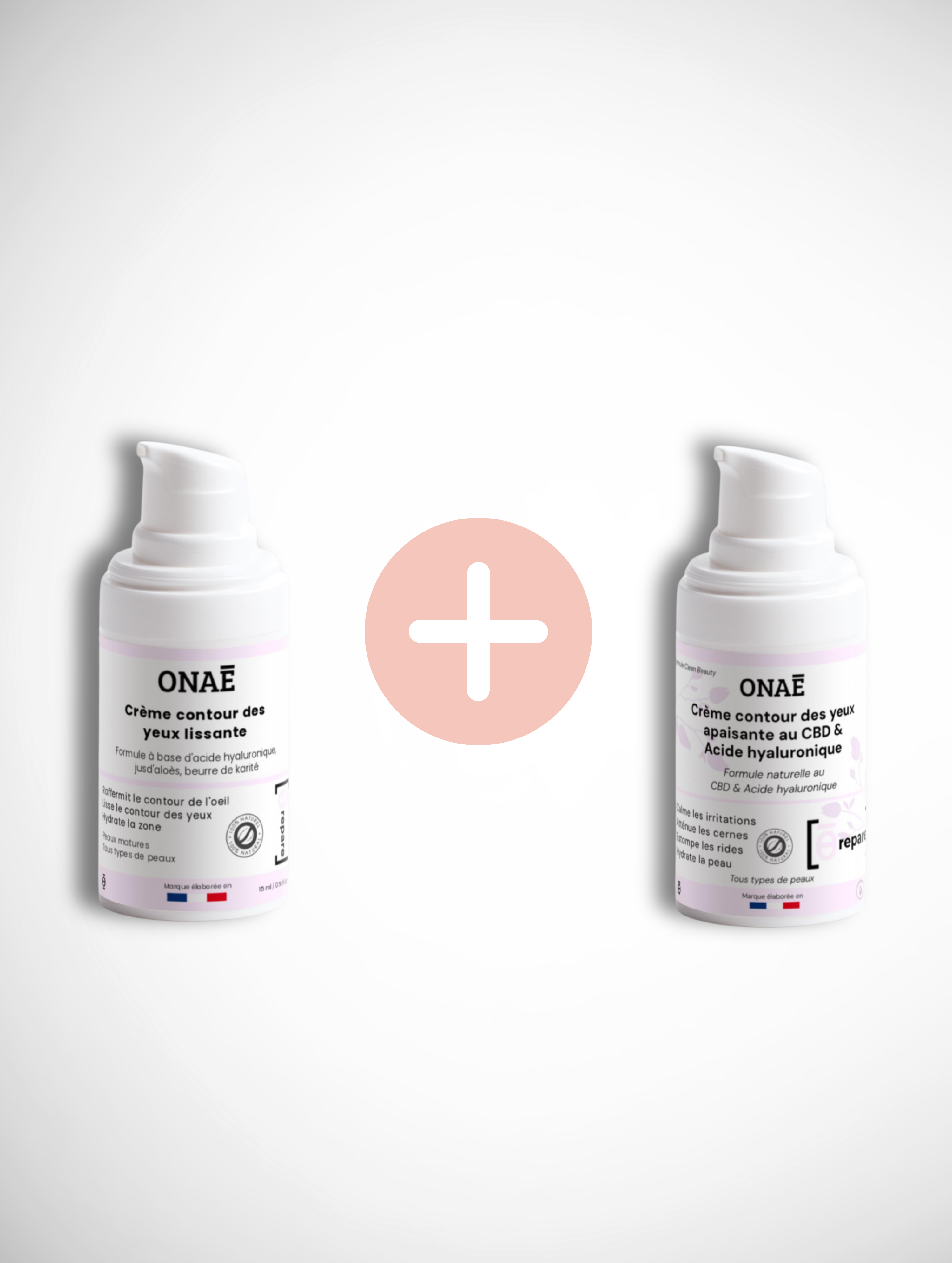 Offre crème contour des yeux lissante et crème contour des yeux à l'acide hyaluronique apaisante Onaé Paris tous types de peaux - vue principale