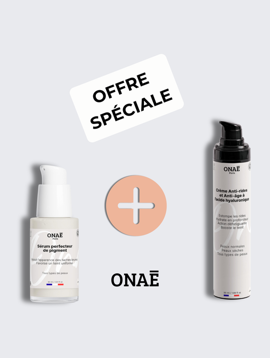 Sérum visage perfecteur de pigments et Crème pour le visage anti-rides et anti-âge à l'acide hyaluronique Onaé paris tous types de peaux - vue principale 