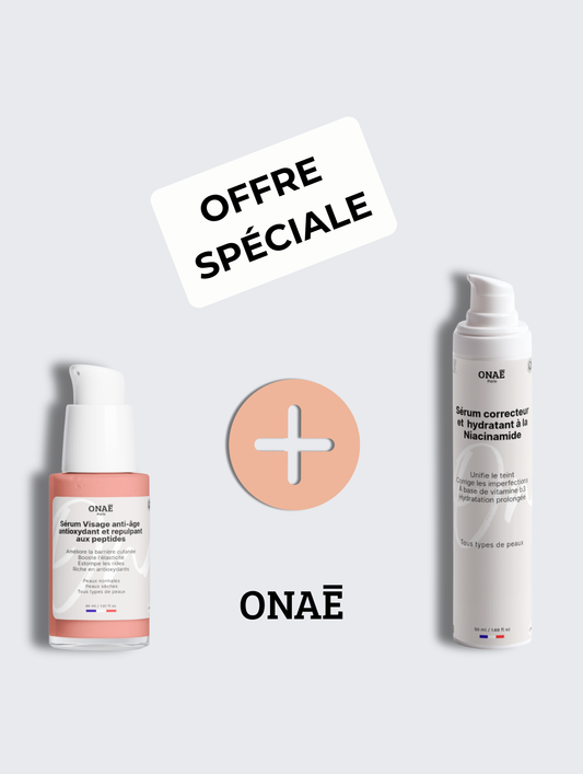 Sérum visage anti-âge aux peptides et Sérum pour le visage correcteur à la Niacinamide Onaé paris tous types de peaux - vue principale 