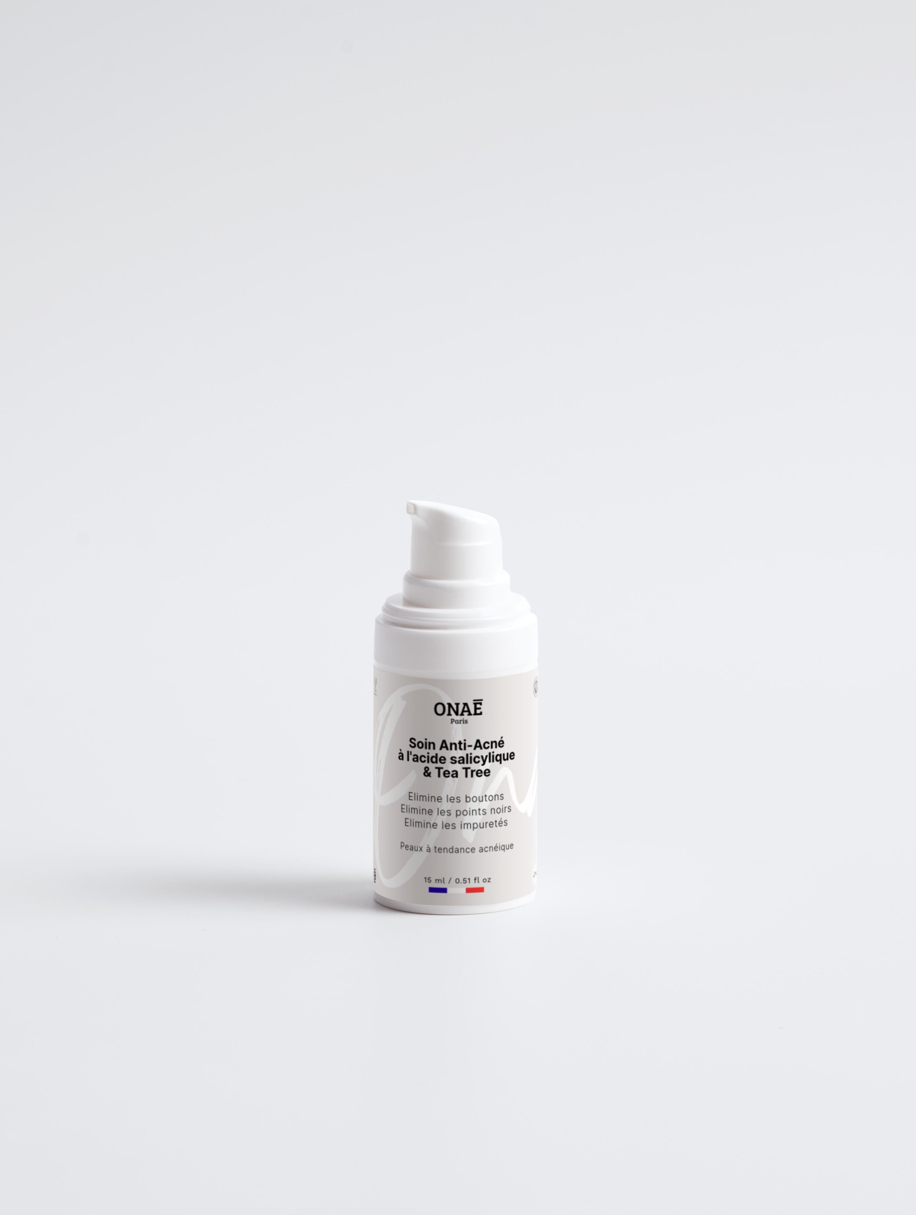 Soin acné à l'acide salicylique et Tea Tree Onaé paris peaux à tendance acnéique - flacon vue de face