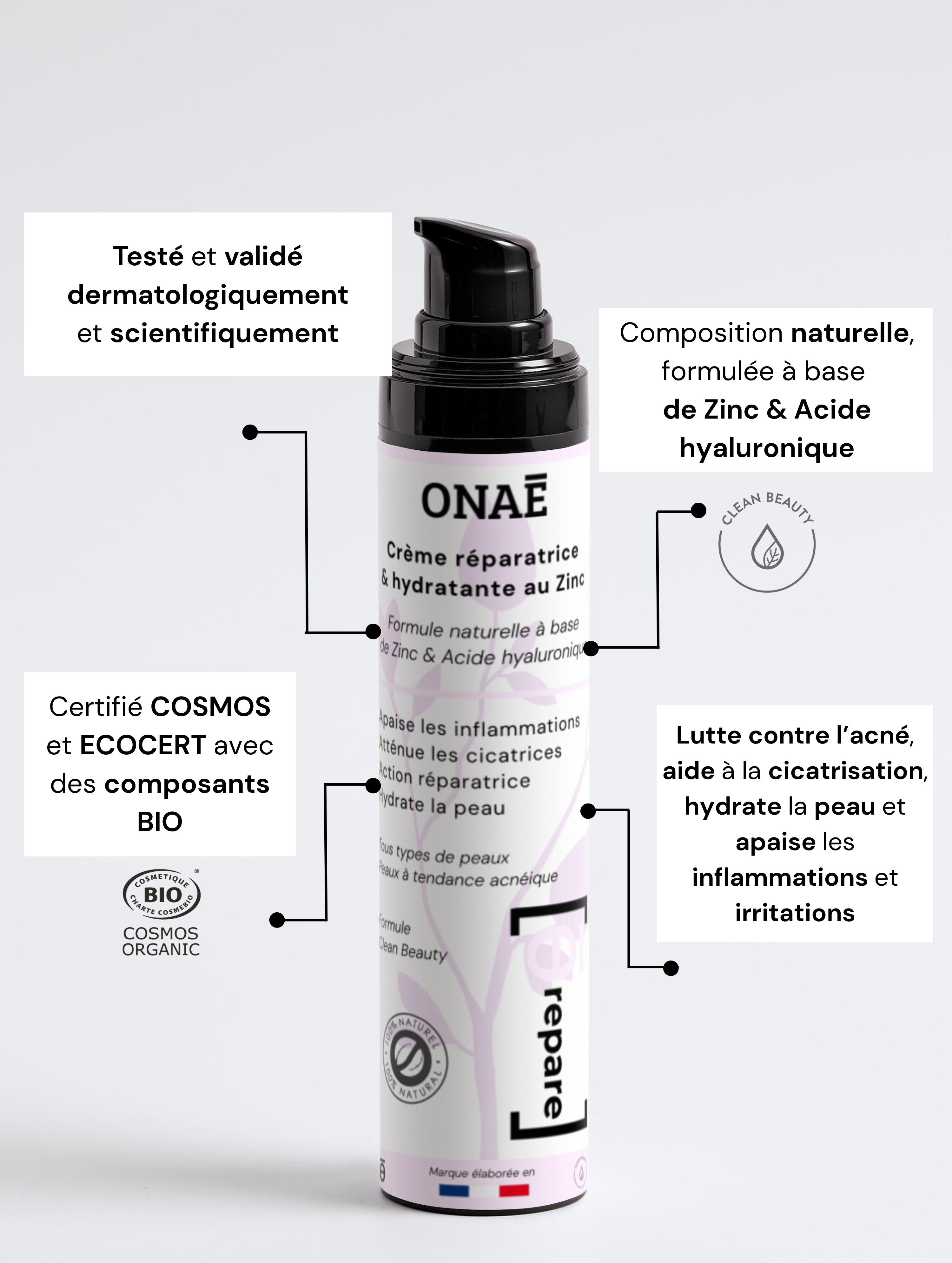 Crème hydratante et réparatrice au Zinc