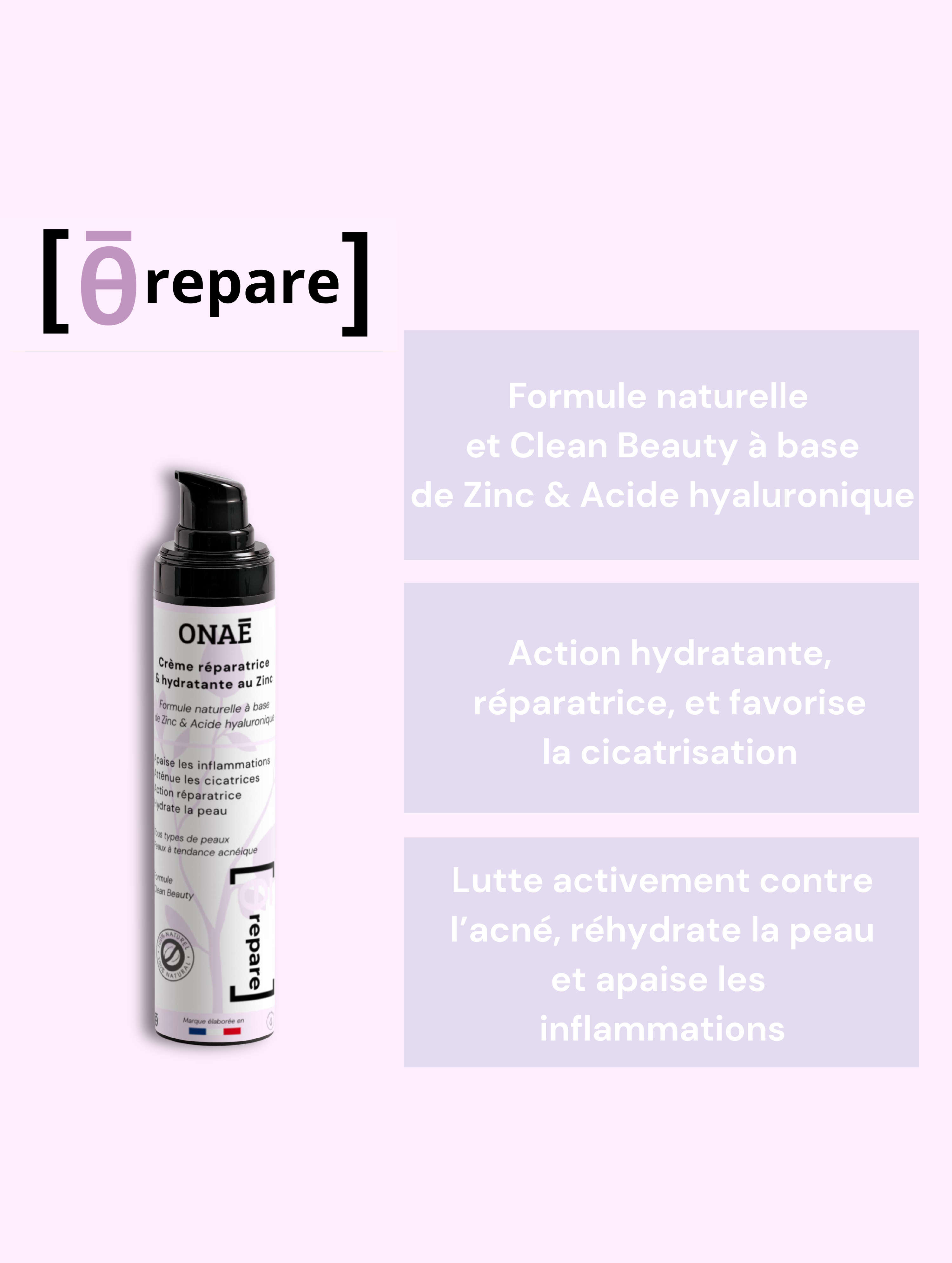 Crème hydratante et réparatrice au Zinc