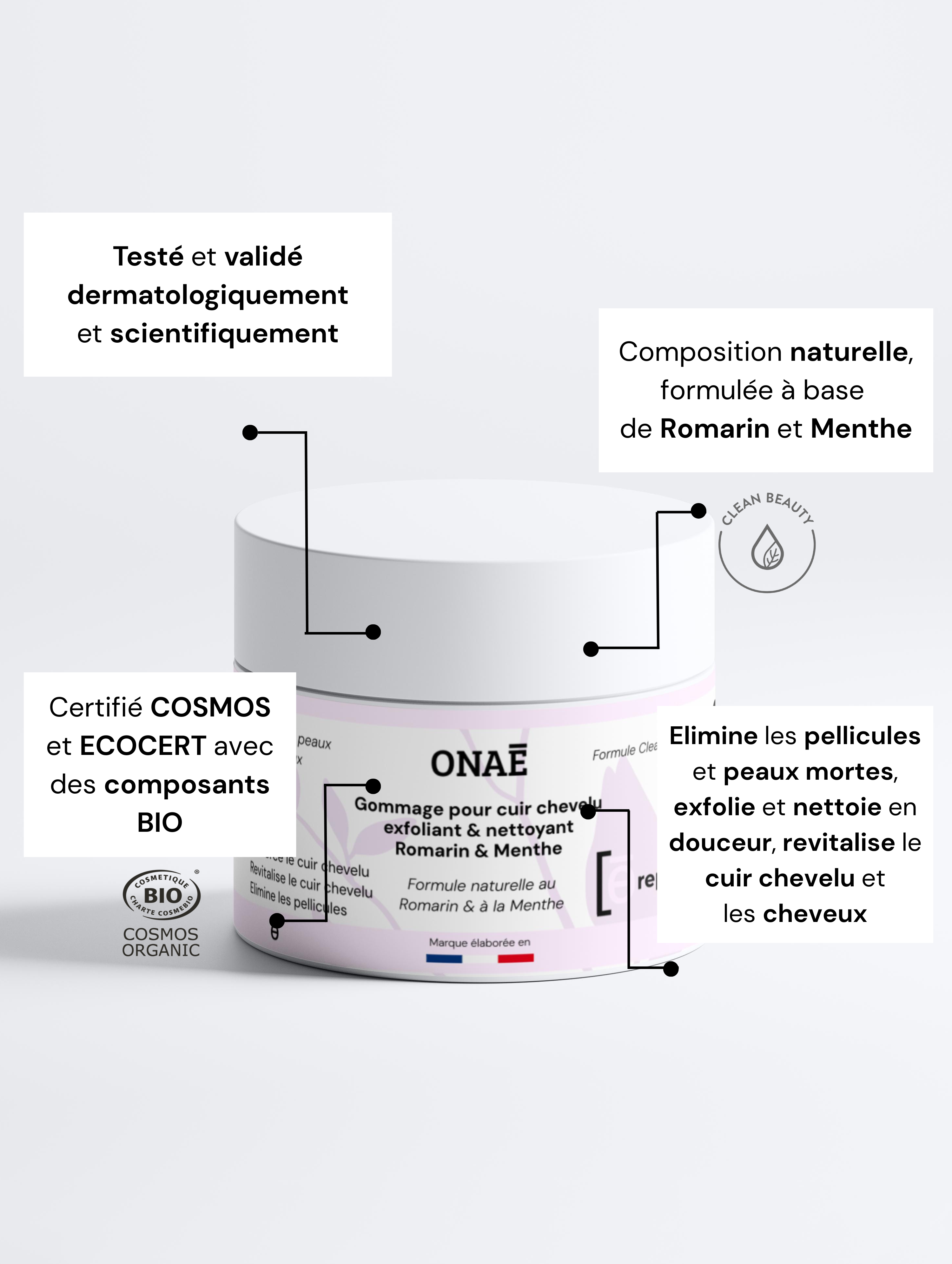 Gommage du cuir chevelu romarin et menthe