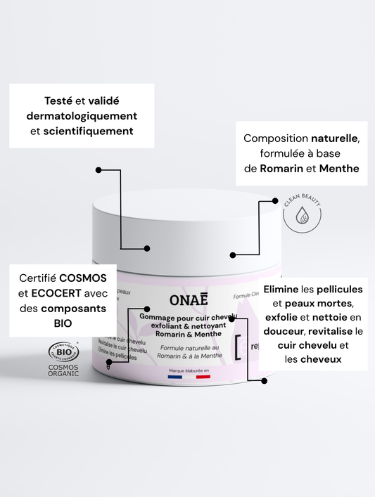 Gommage du cuir chevelu romarin et menthe