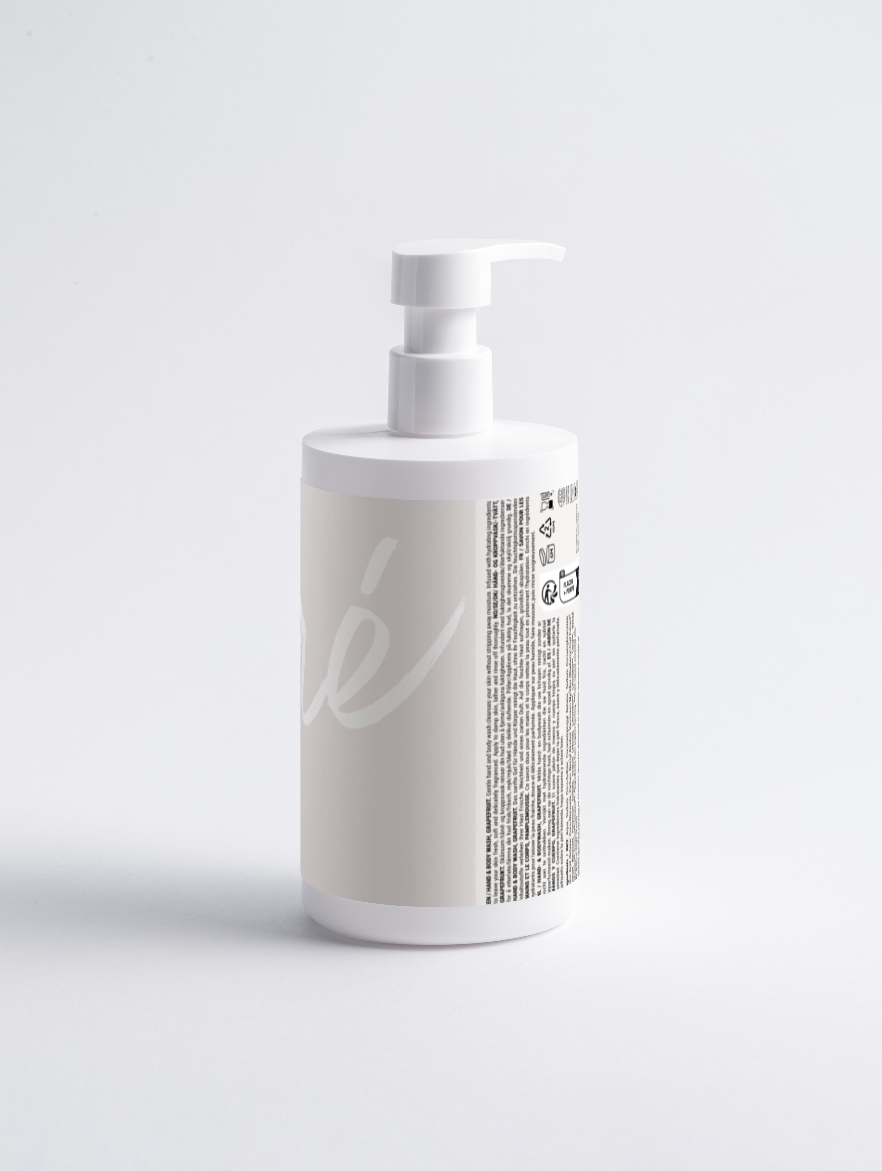 Gel douche corps et visage hydratant parfum pamplemousse Onaé Paris tous types de peaux - flacon vue de dos