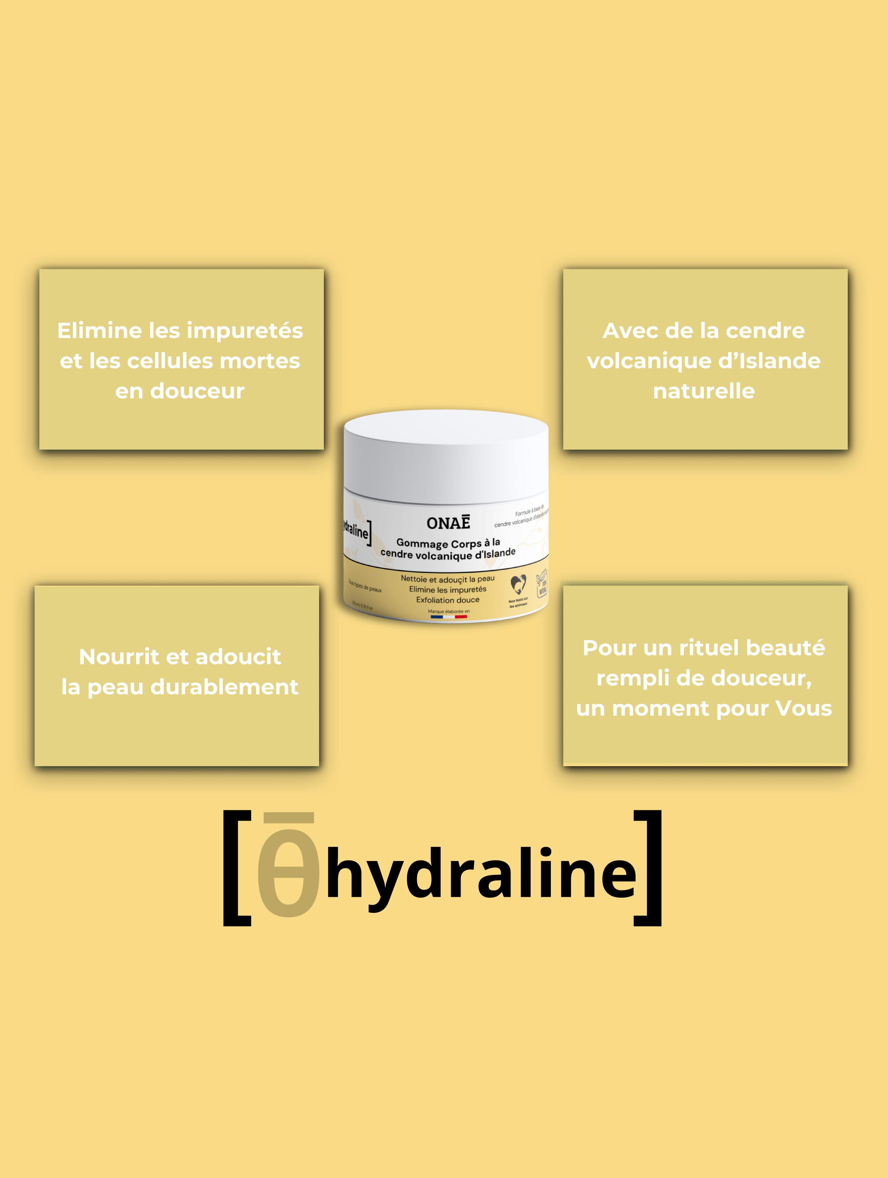 Gommage pour le corps à la cendre volcanique d'Islande Onaé Paris tous types de peaux - avantages produit