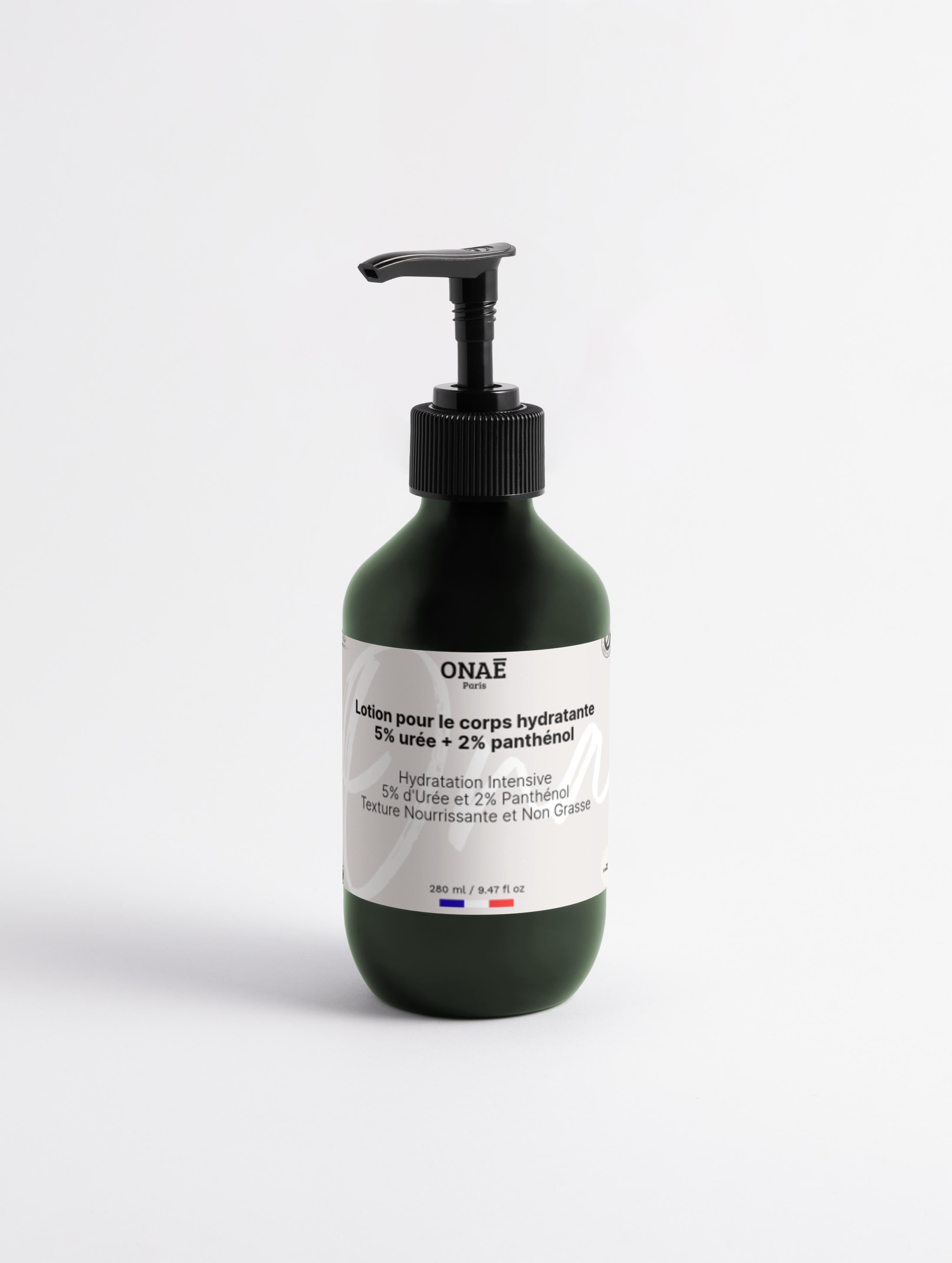Lotion pour le corps à l'urée 5% et panthénol 2% Onaé paris tous types de peaux- flacon vue de face