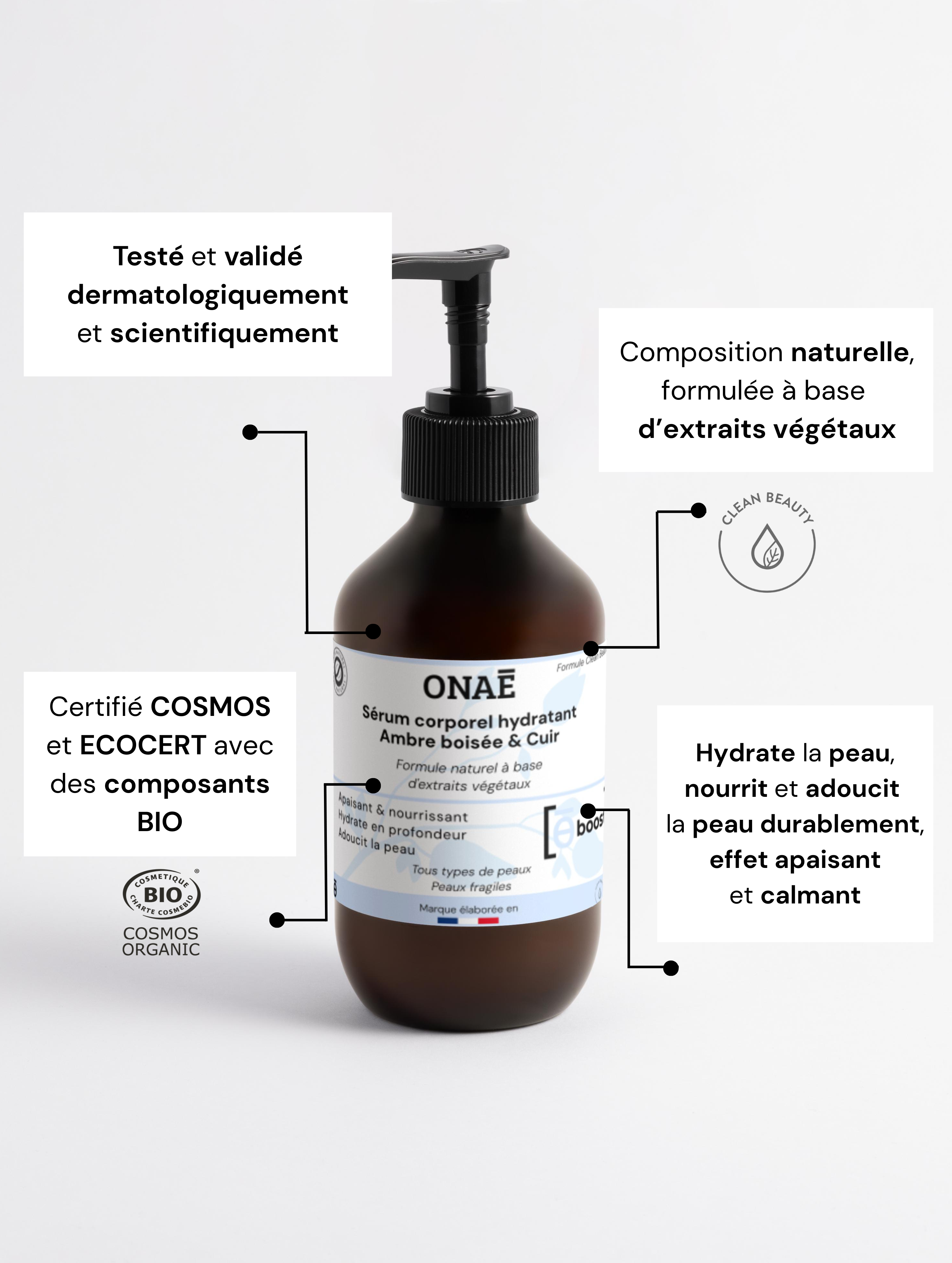 Sérum pour le Corps hydratant ambre boisée et cuir