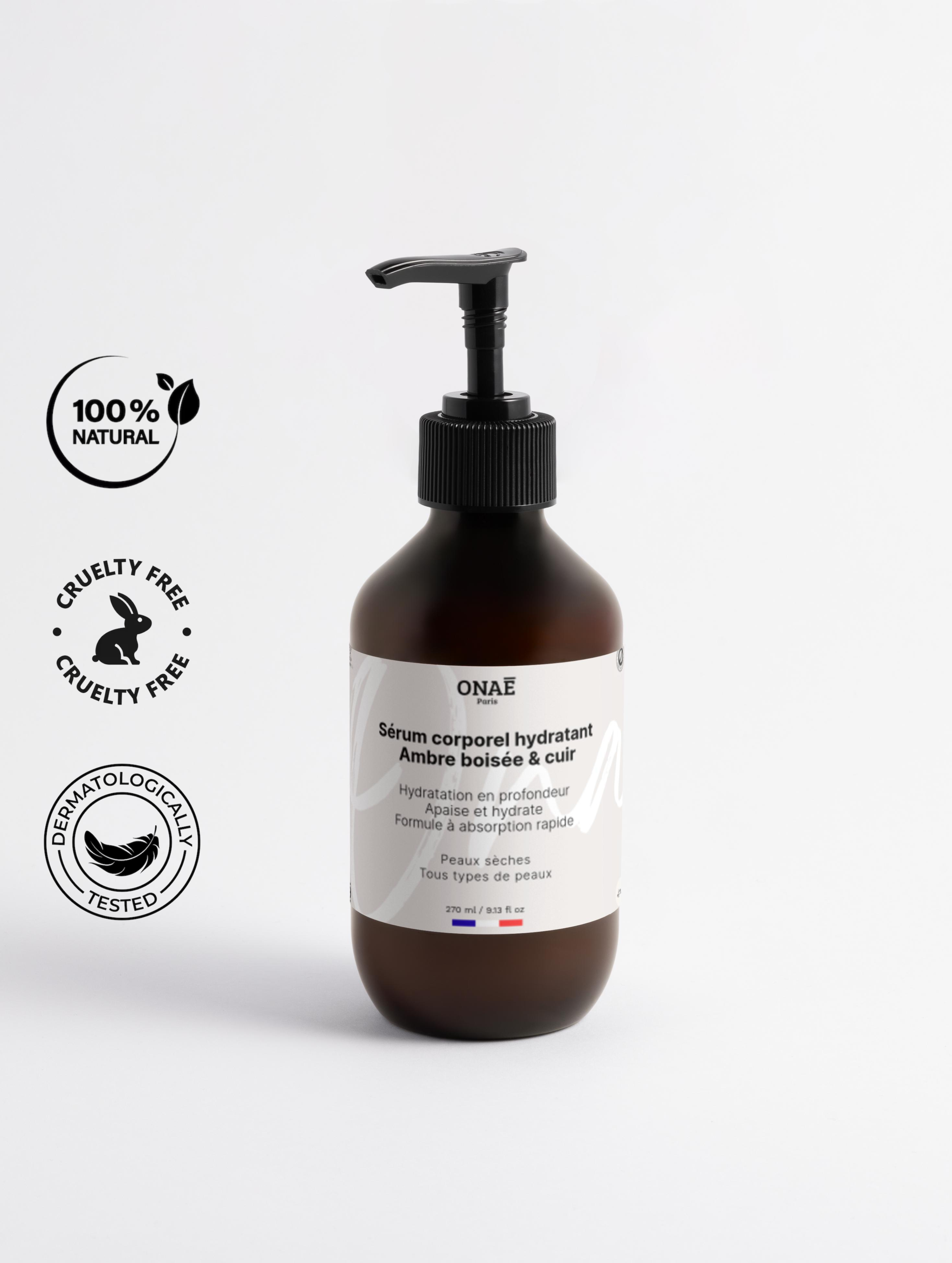 Sérum pour le corps hydratant parfum Ambre boisée et cuir Onaé tous types de peaux - vue principale