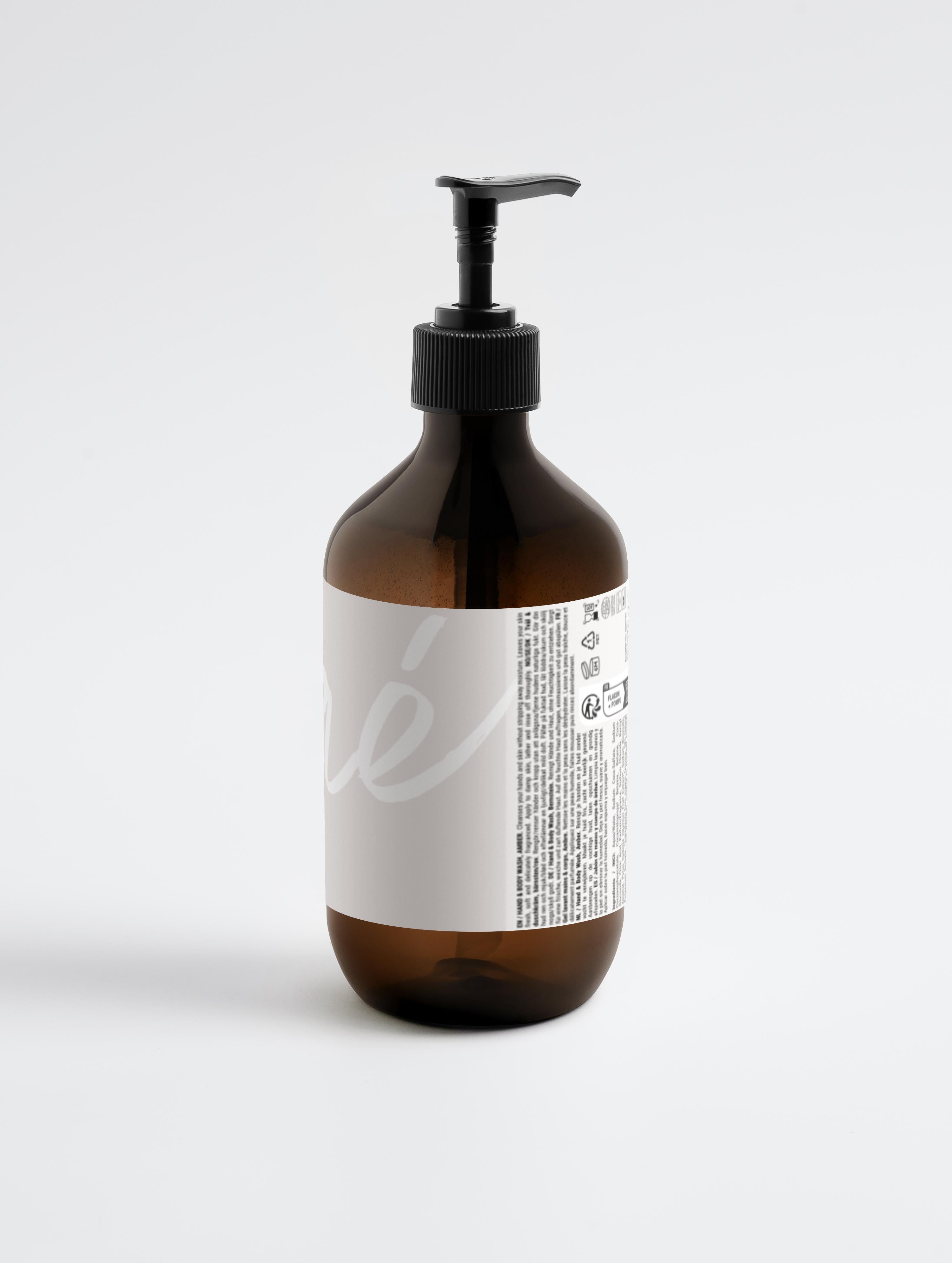Gel douche corps et visage Patchouli et Vanille ambrée Onaé paris tous types de peaux - flacon vue de dos