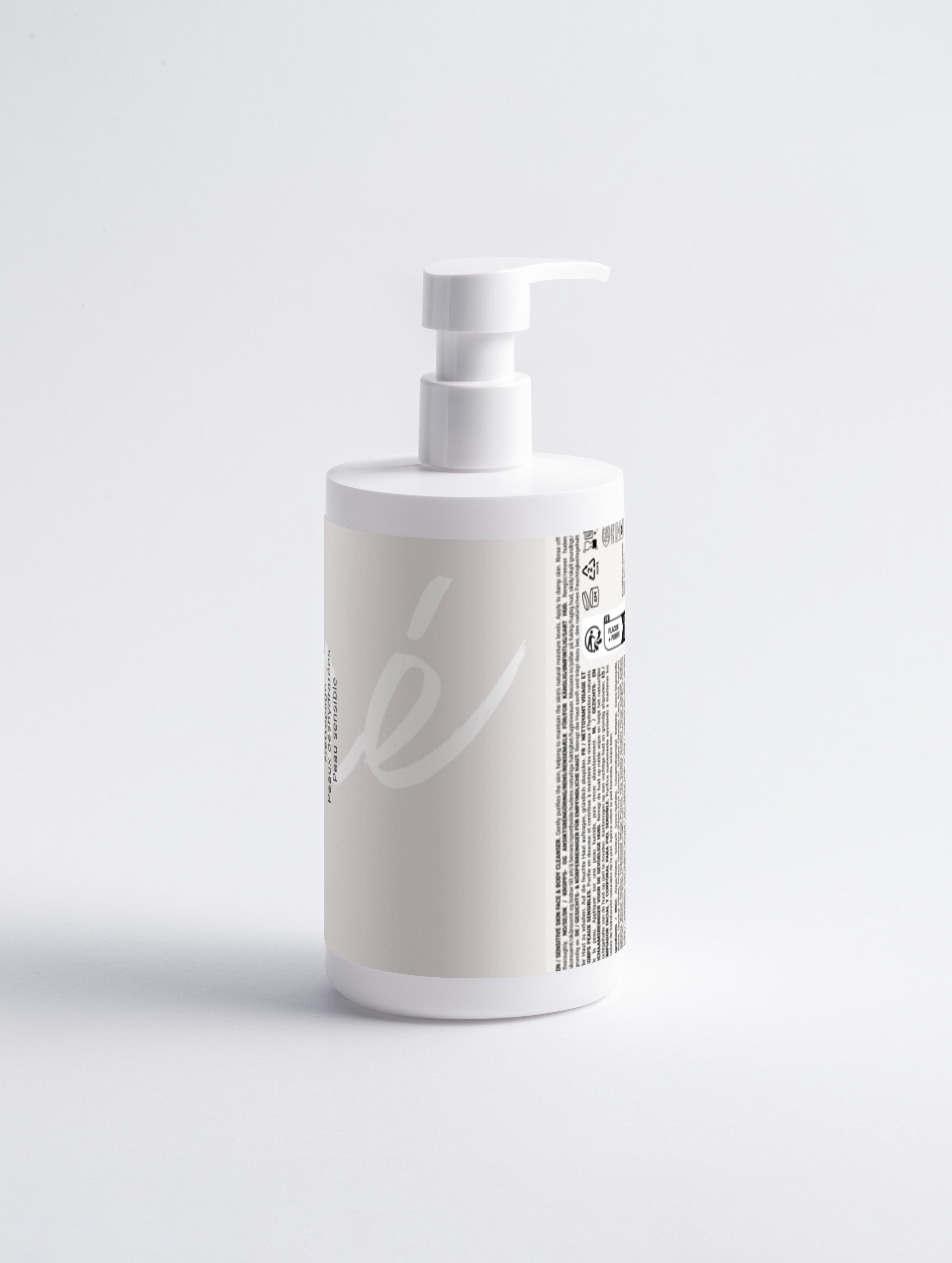 Gel douche corps et visage peaux sensibles Onaé paris tous types de peaux - flacon vue de dos