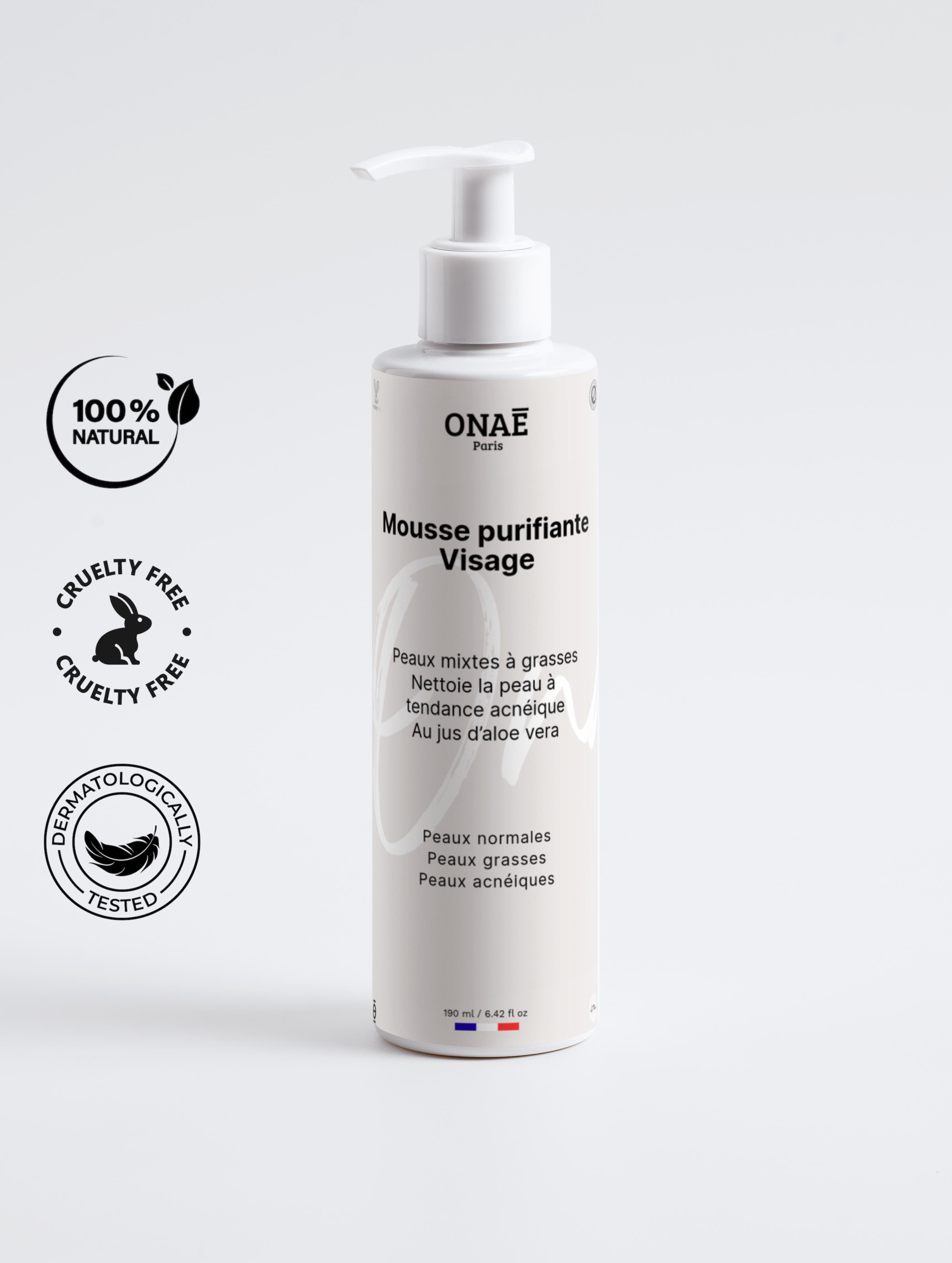 Mousse nettoyante et purifiante pour le visage spéciale acné Onaé paris tous types de peaux - vue principale