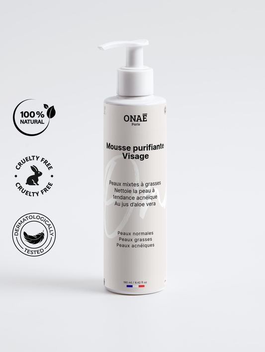 Mousse nettoyante et purifiante pour le visage spéciale acné Onaé paris tous types de peaux - vue principale