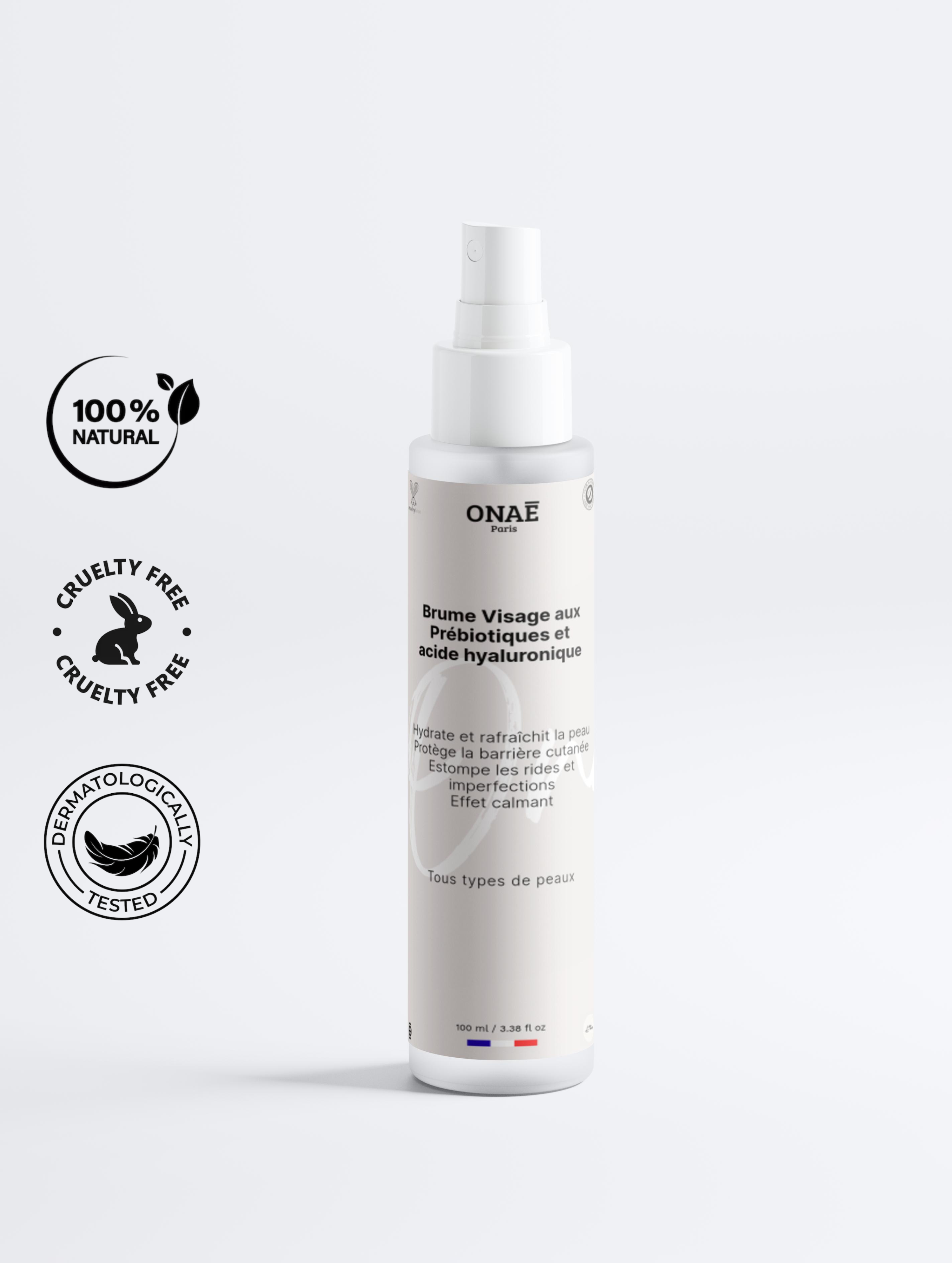 Brume pour le visage aux prébiotiques et acide hyaluronique Onaé tous types de peaux - vue principale