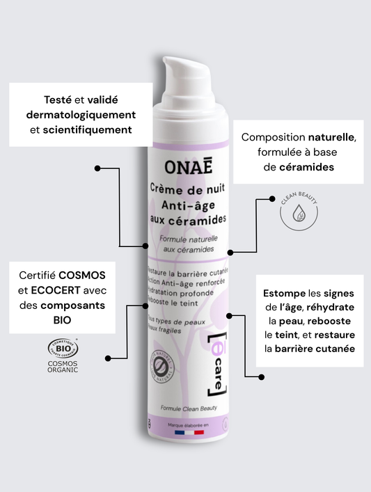 Crème visage de nuit anti-âge aux céramides
