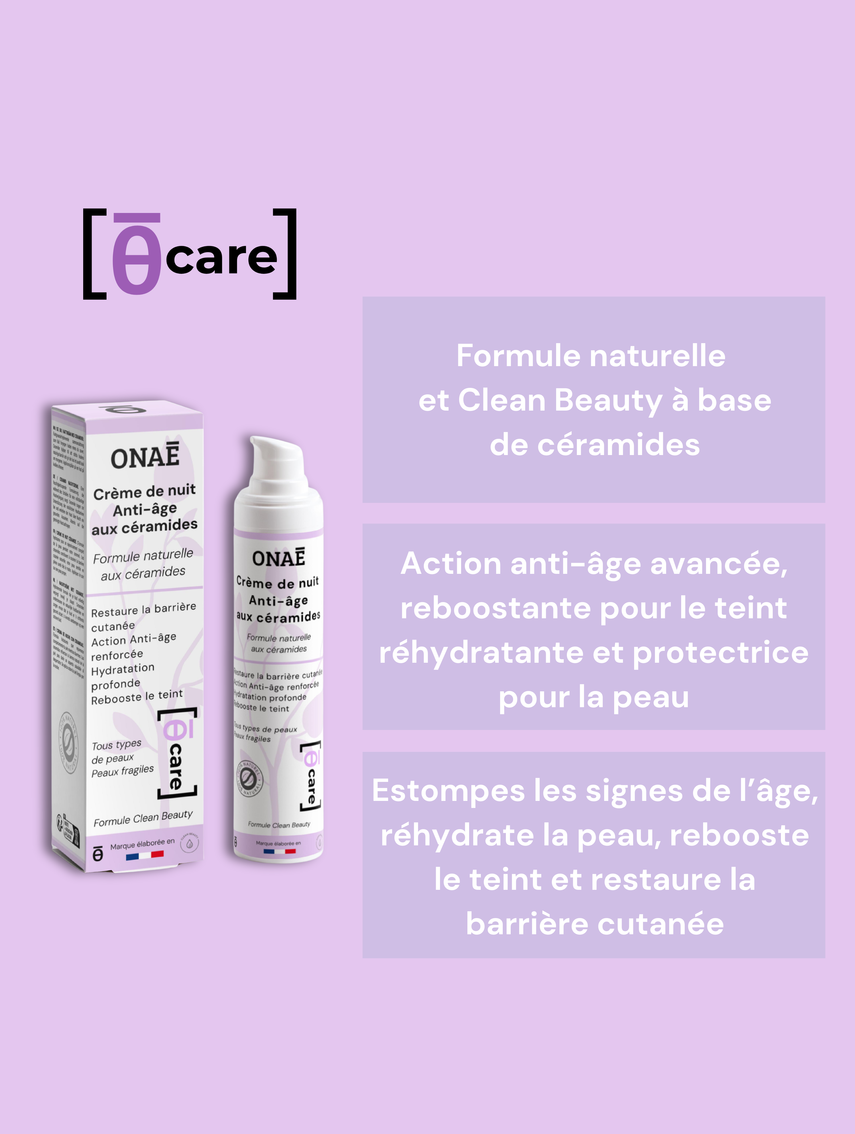 Crème visage de nuit anti-âge aux céramides