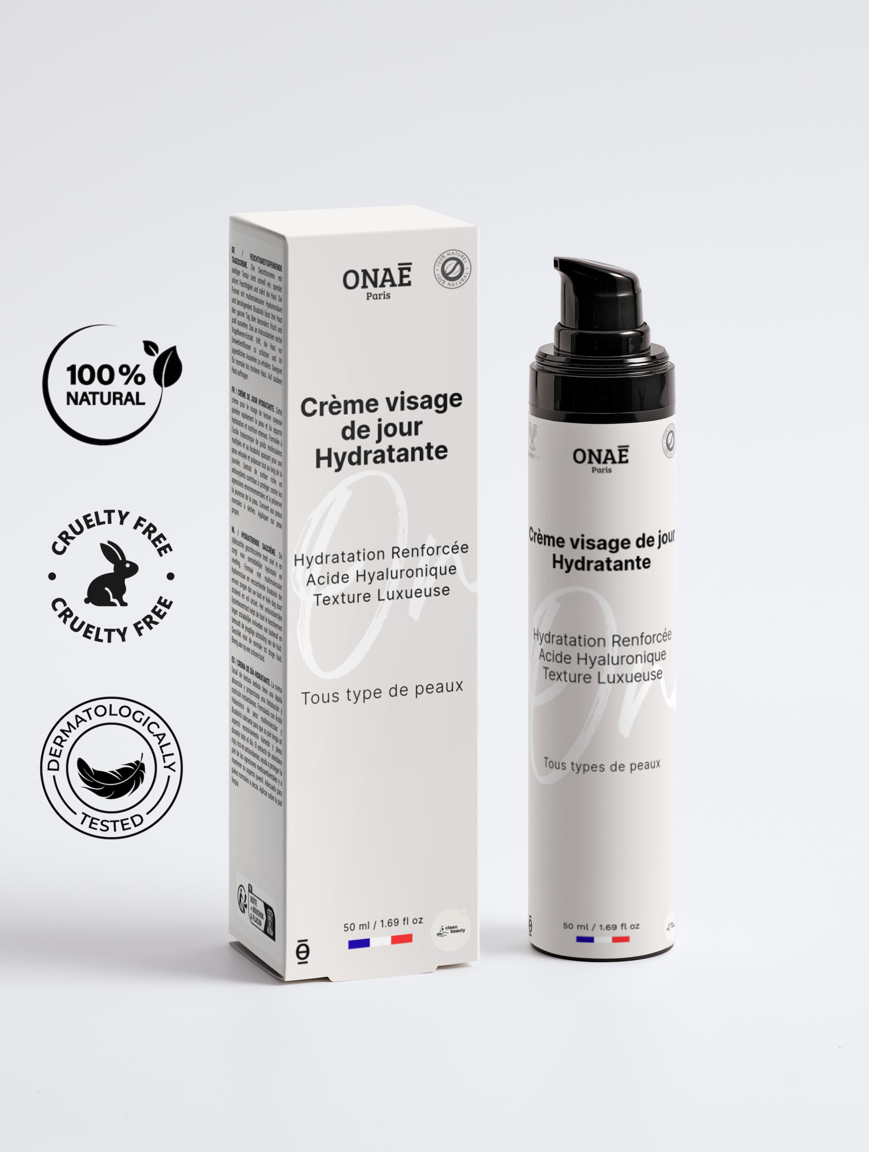 Crème pour le visage hydratante et anti-âge de jour Onaé paris tous types de peaux - vue principale