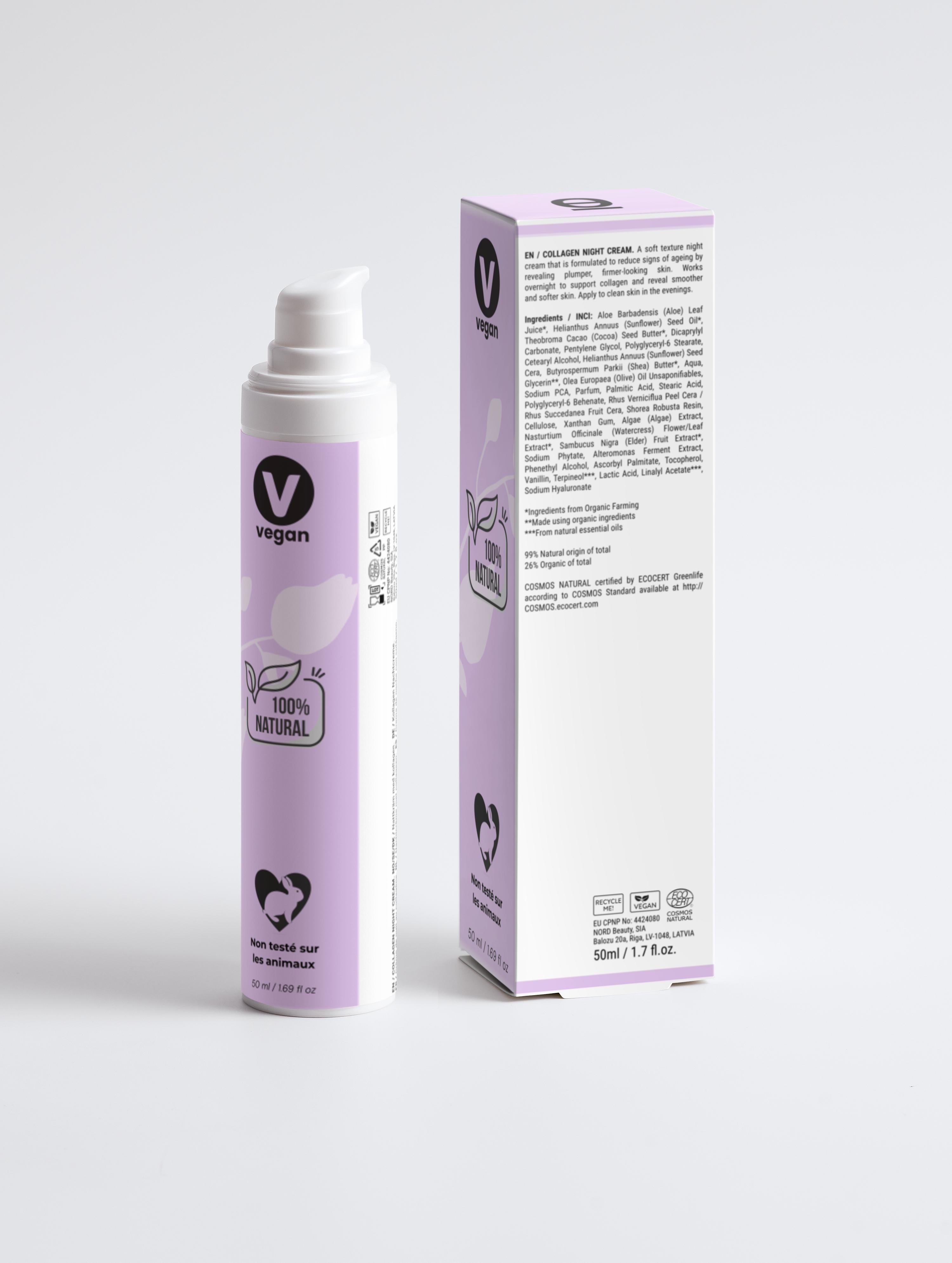 Crème visage de nuit anti-âge boost collagène