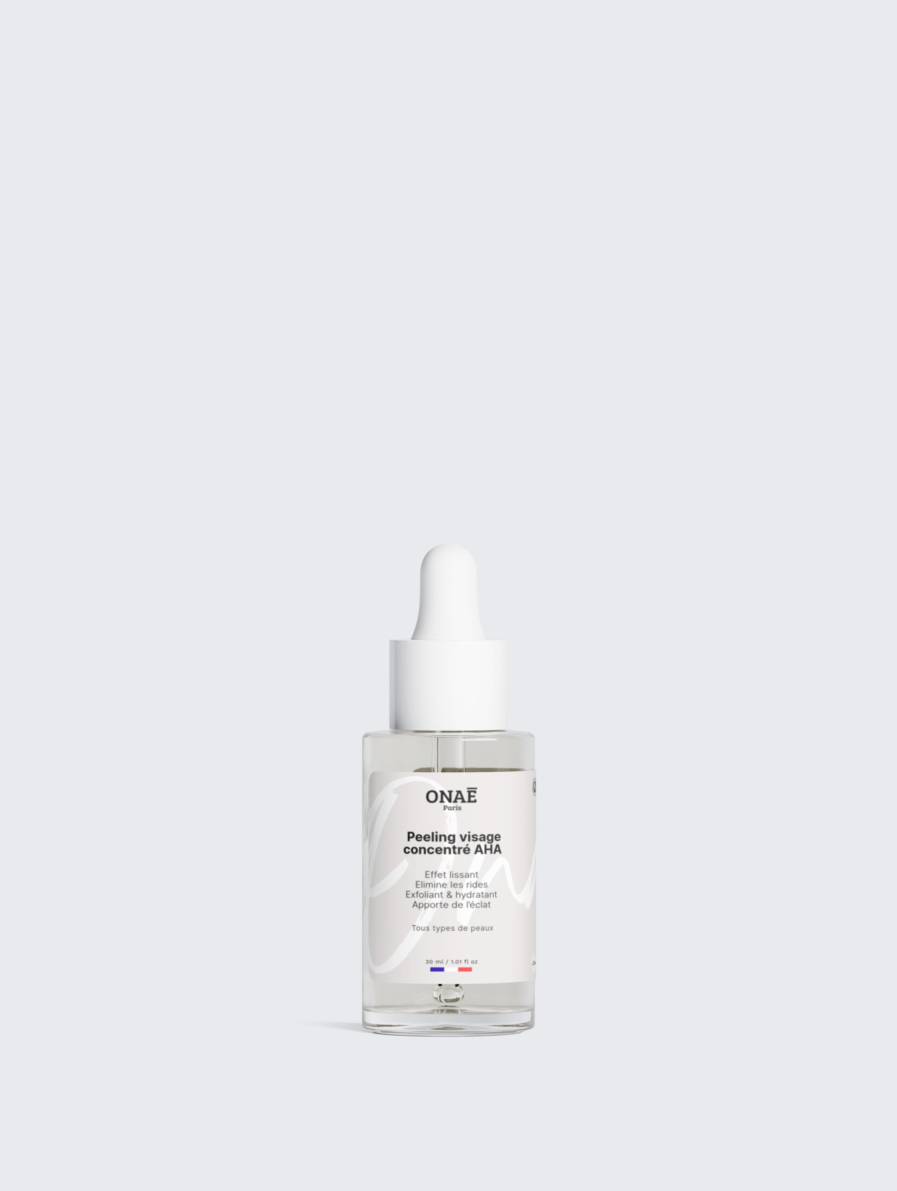 Peeling pour le visage concentré en AHA Onaé paris tous types de peaux - flacon vue de face