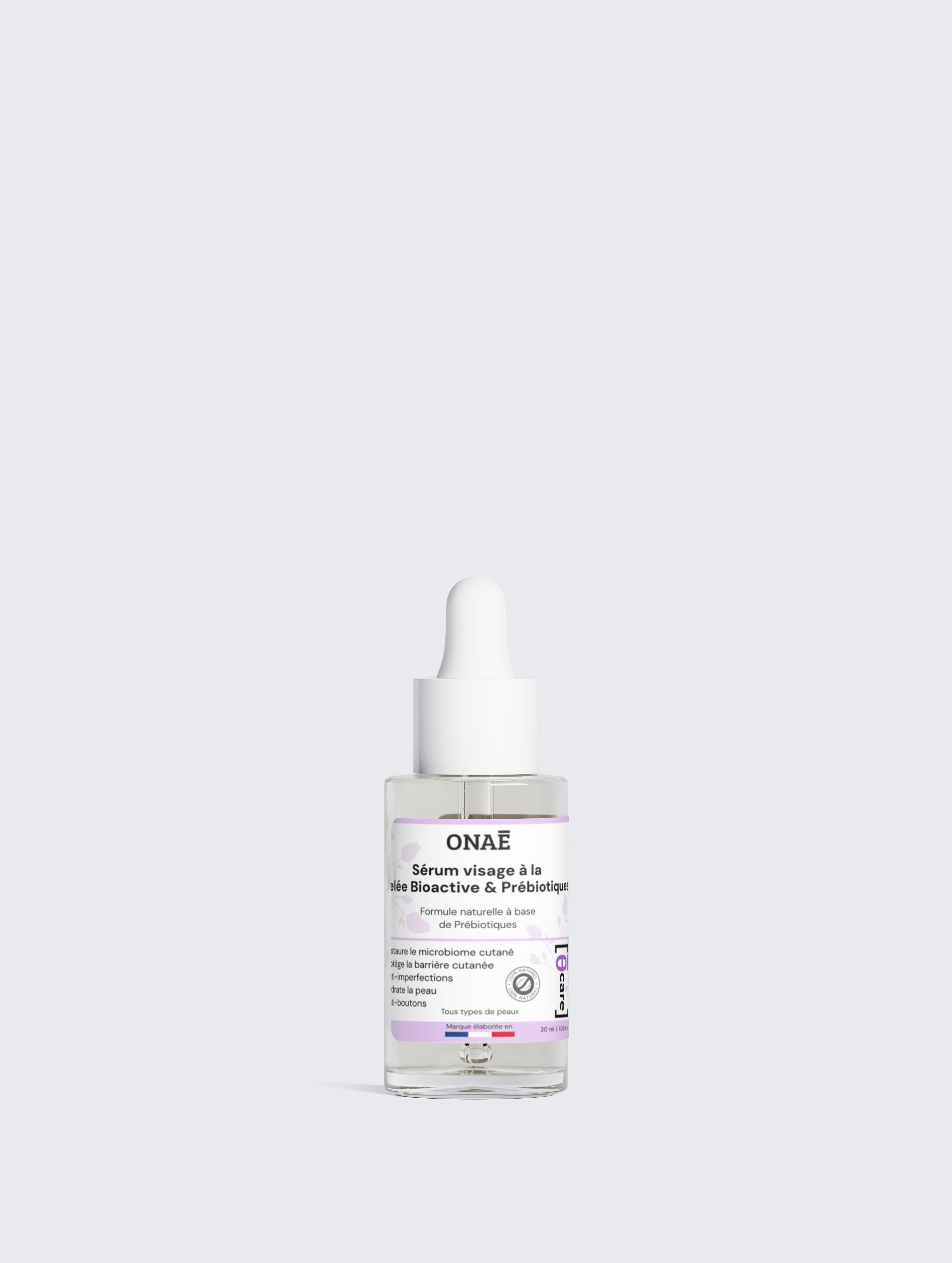 Sérum pour le visage à la gelée bioactive et aux prébiotiques Onaé Paris - flacon vue de face