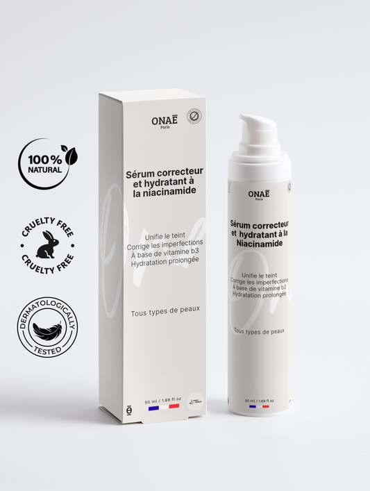 Sérum pour le visage correcteur et hydratant à la Niacinamide Onaé paris tous types de peaux - vue principale