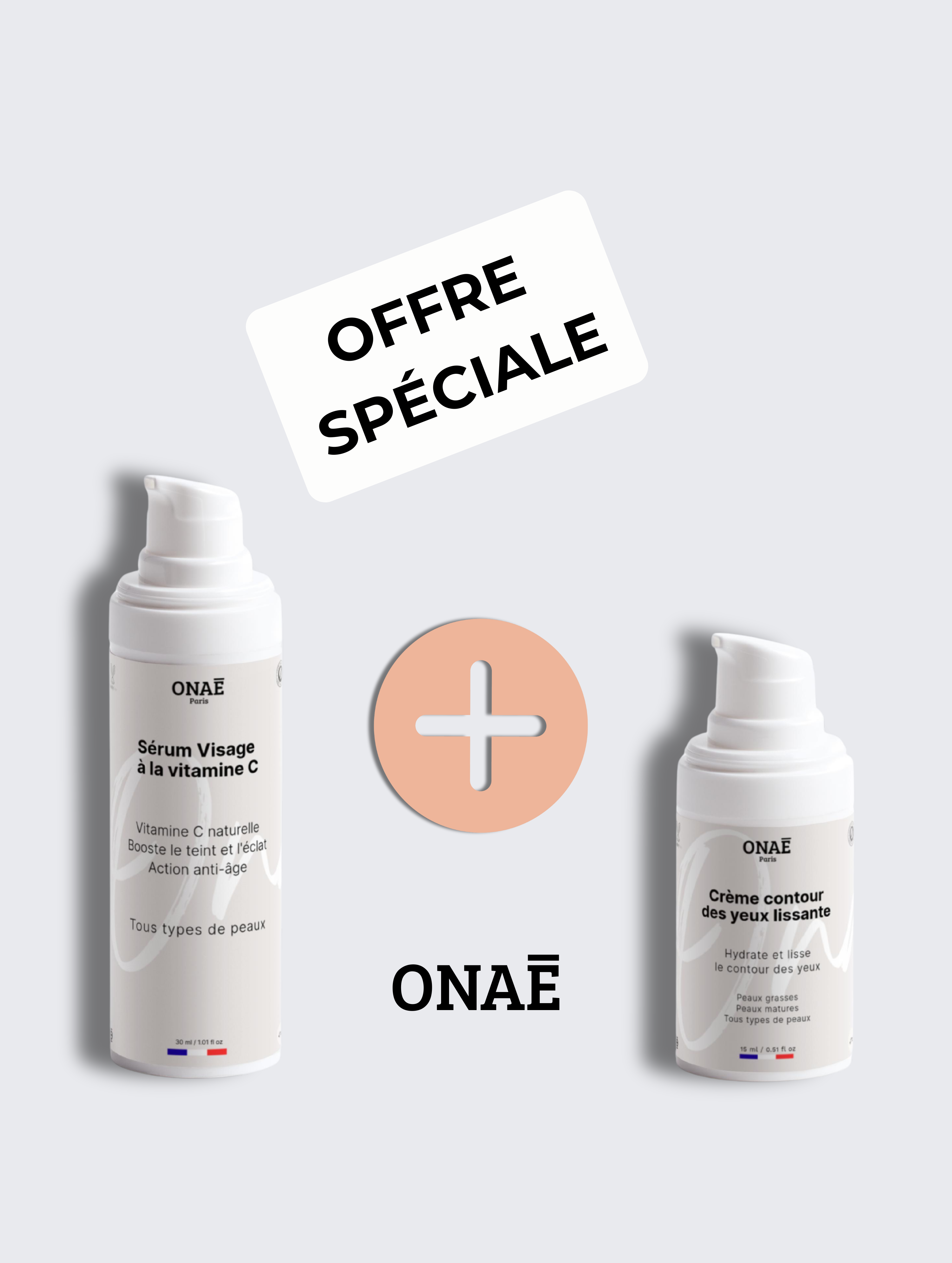 Sérum visage à la Vitamine C et Crème pour le contour des yeux lissante Onaé paris tous types de peaux - vue principale 