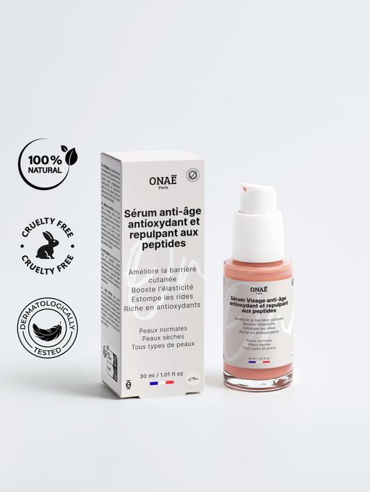Sérum pour le visage anti-âge antioxydant et repulpant aux peptides Onaé paris tous types de peaux - vue principale
