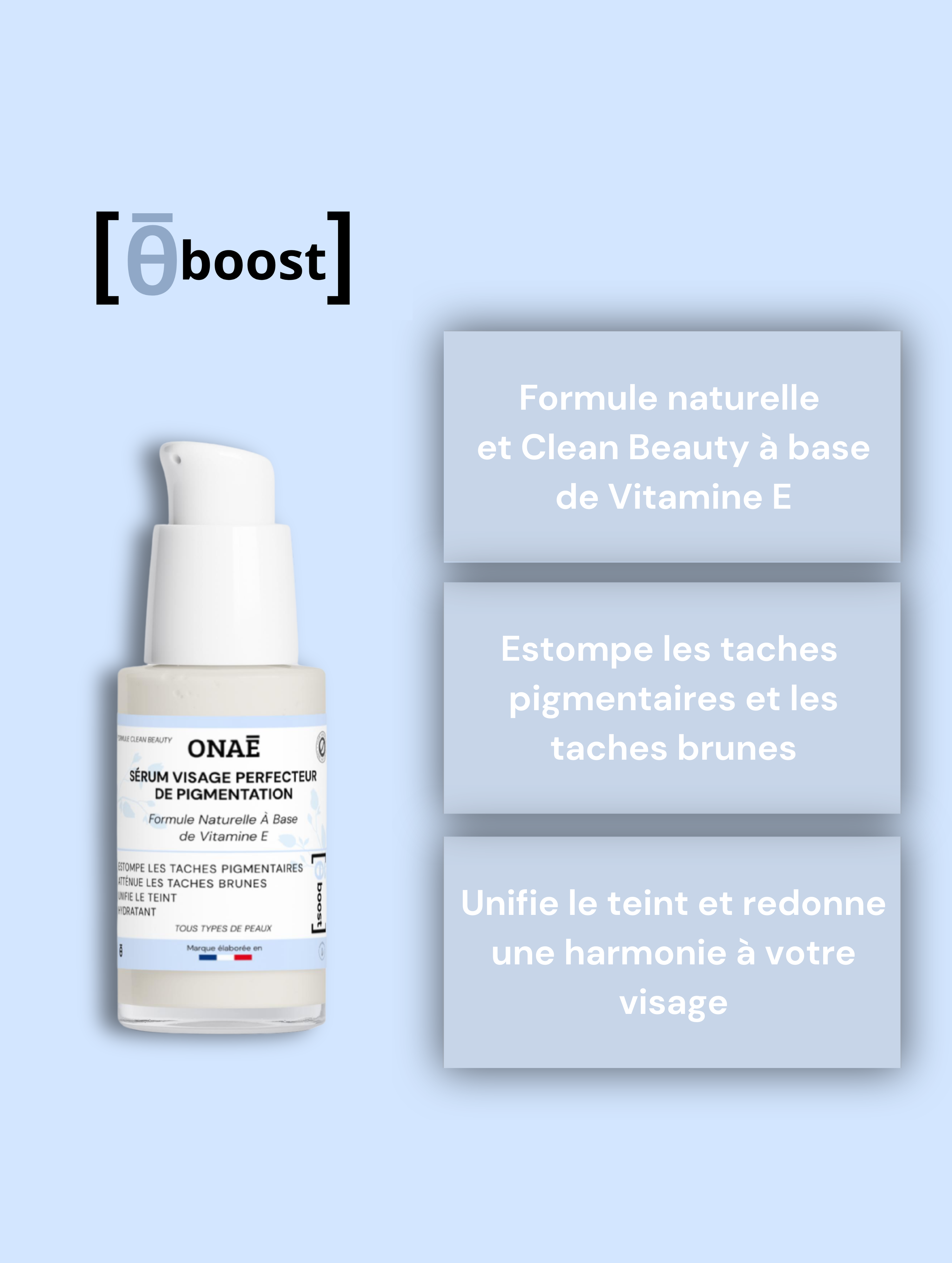 Sérum pour le visage perfecteur de pigmentation Onaé Paris tous types de peaux - détails du produit