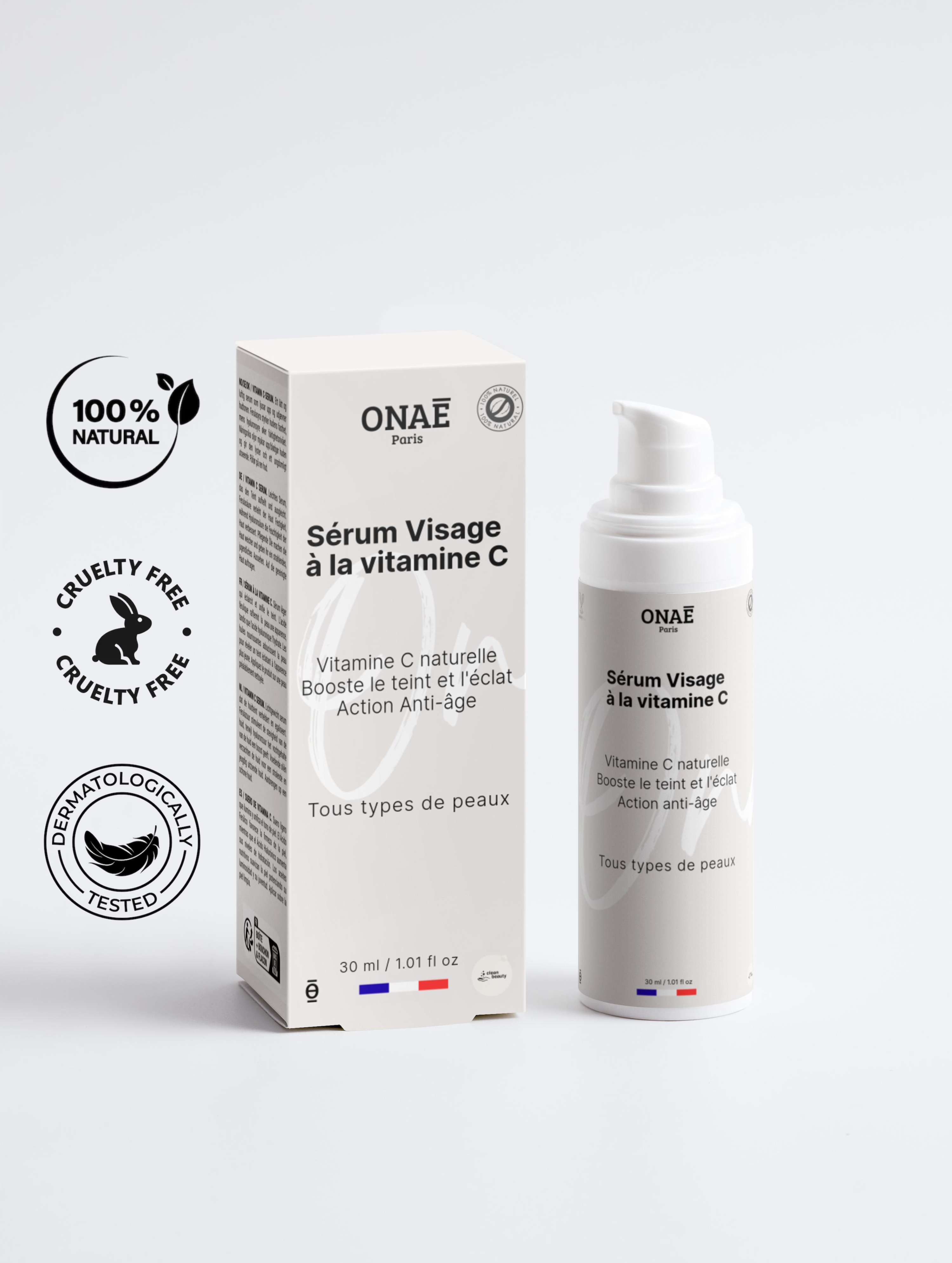 Sérum pour le visage anti-âge à la vitamine C Onaé paris tous types de peaux - vue principale