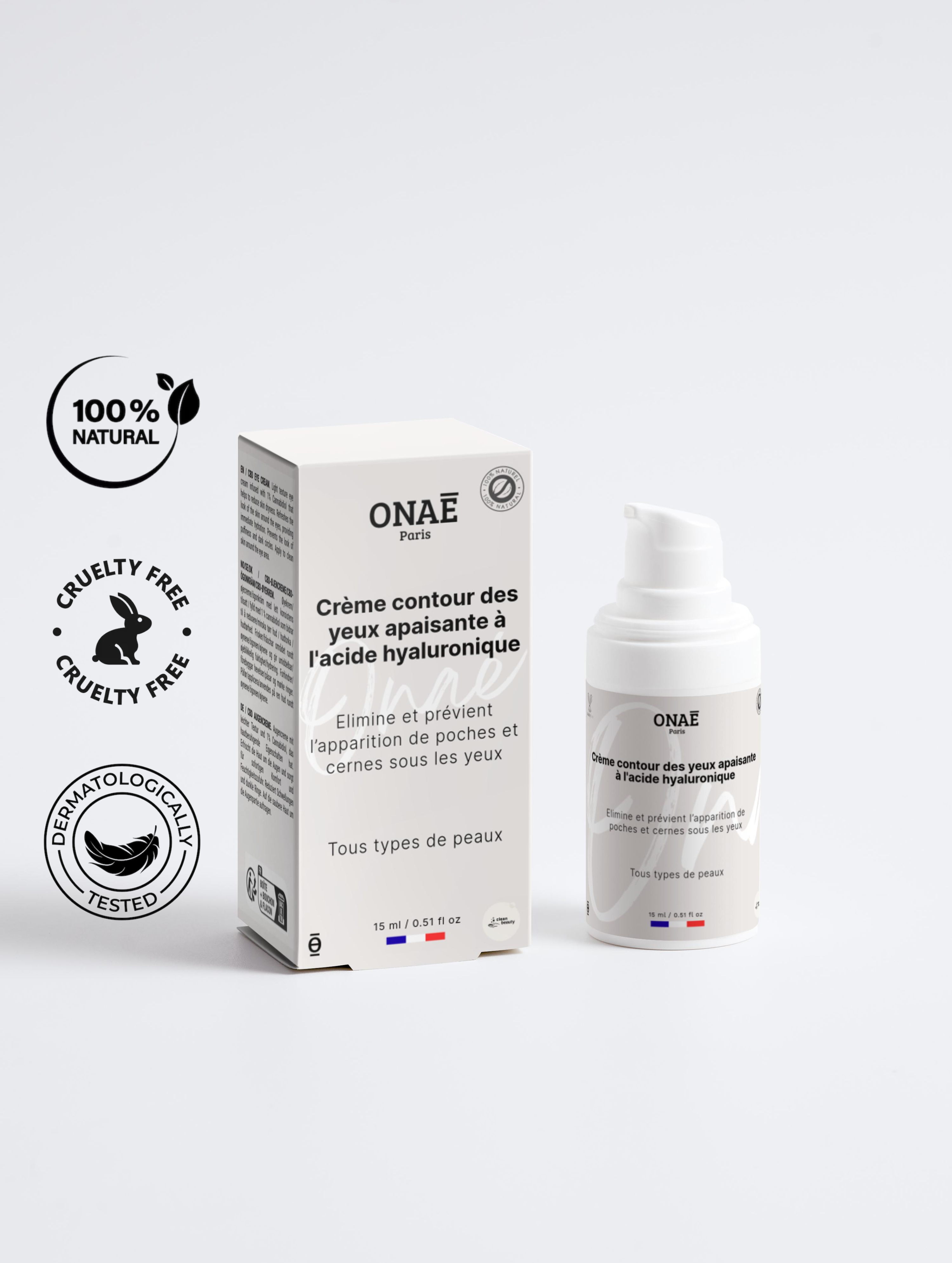 Crème pour le contour des yeux apaisante à l'acide hyaluronique Onaé paris tous types de peaux - vue principale
