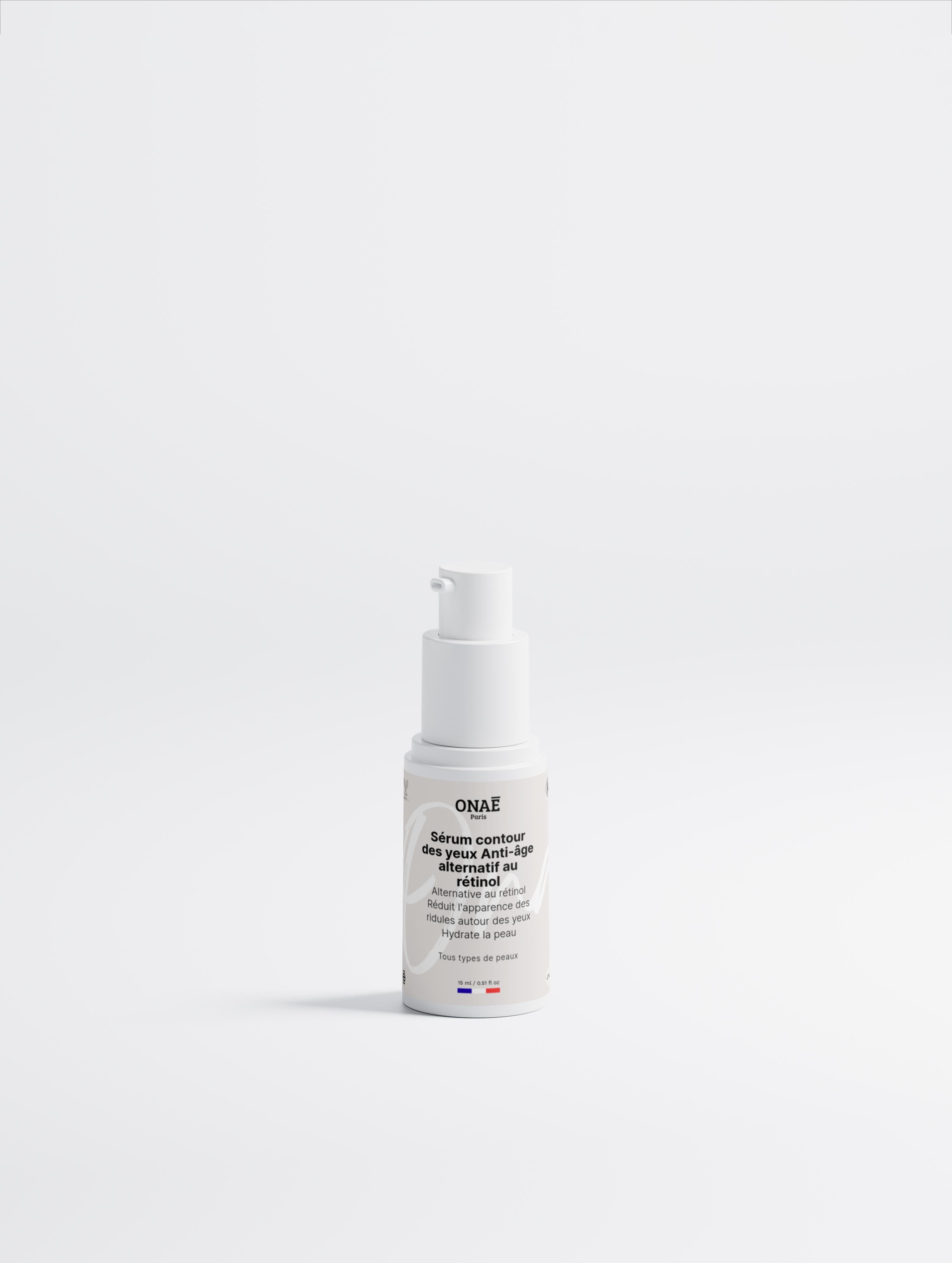 Sérum contour des yeux anti-âge alternatif au rétinol Onaé paris tous types de peaux - flacon vue de face