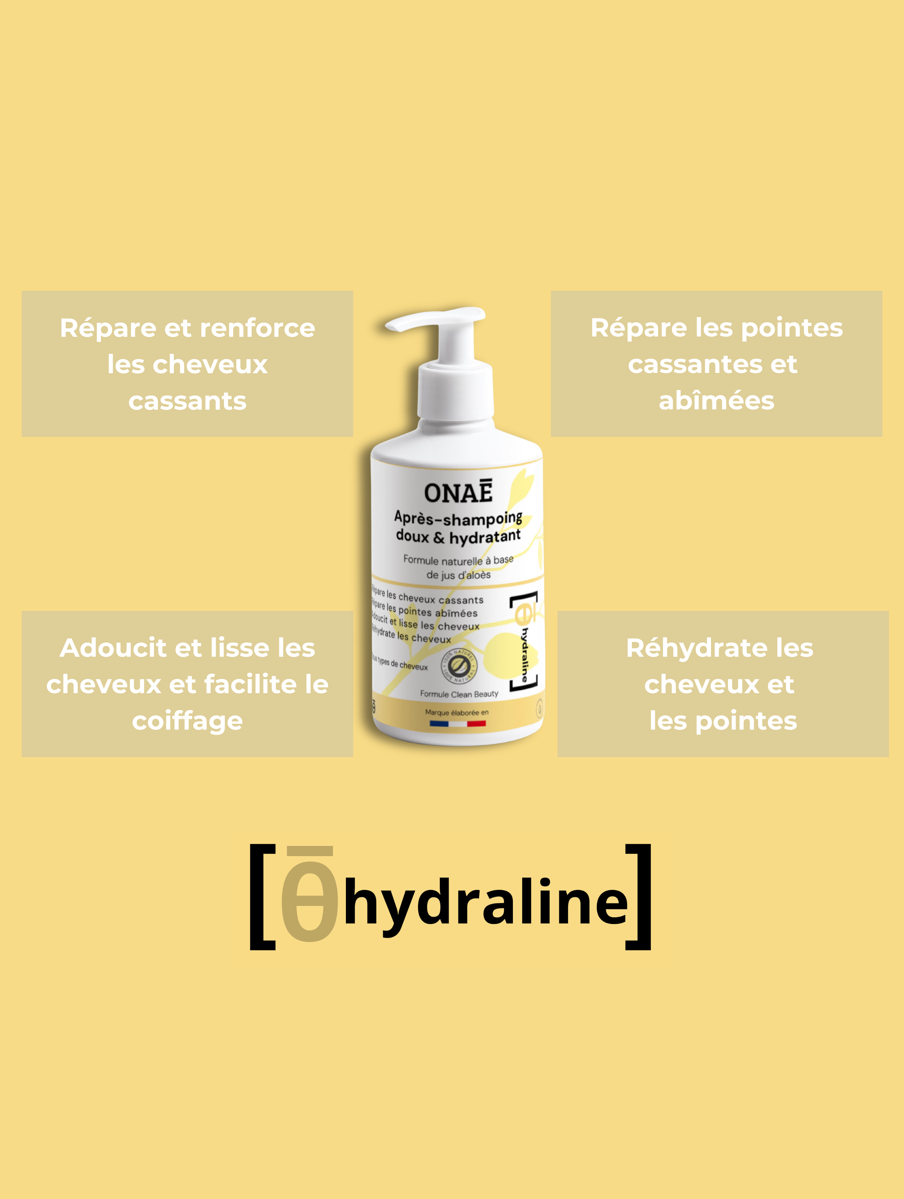 Après-shampoing doux et hydratant Onaé Paris tous types de cheveux - avantages du produit