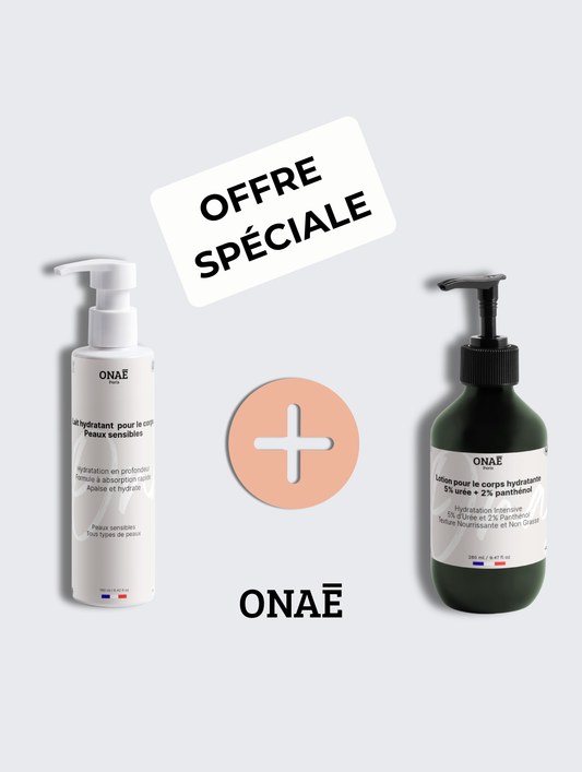 Lait hydratant pour le corps peaux sensibles et Lotion pour le corps hydratante à l'urée et panthénol Onaé paris tous types de peaux - vue principale
