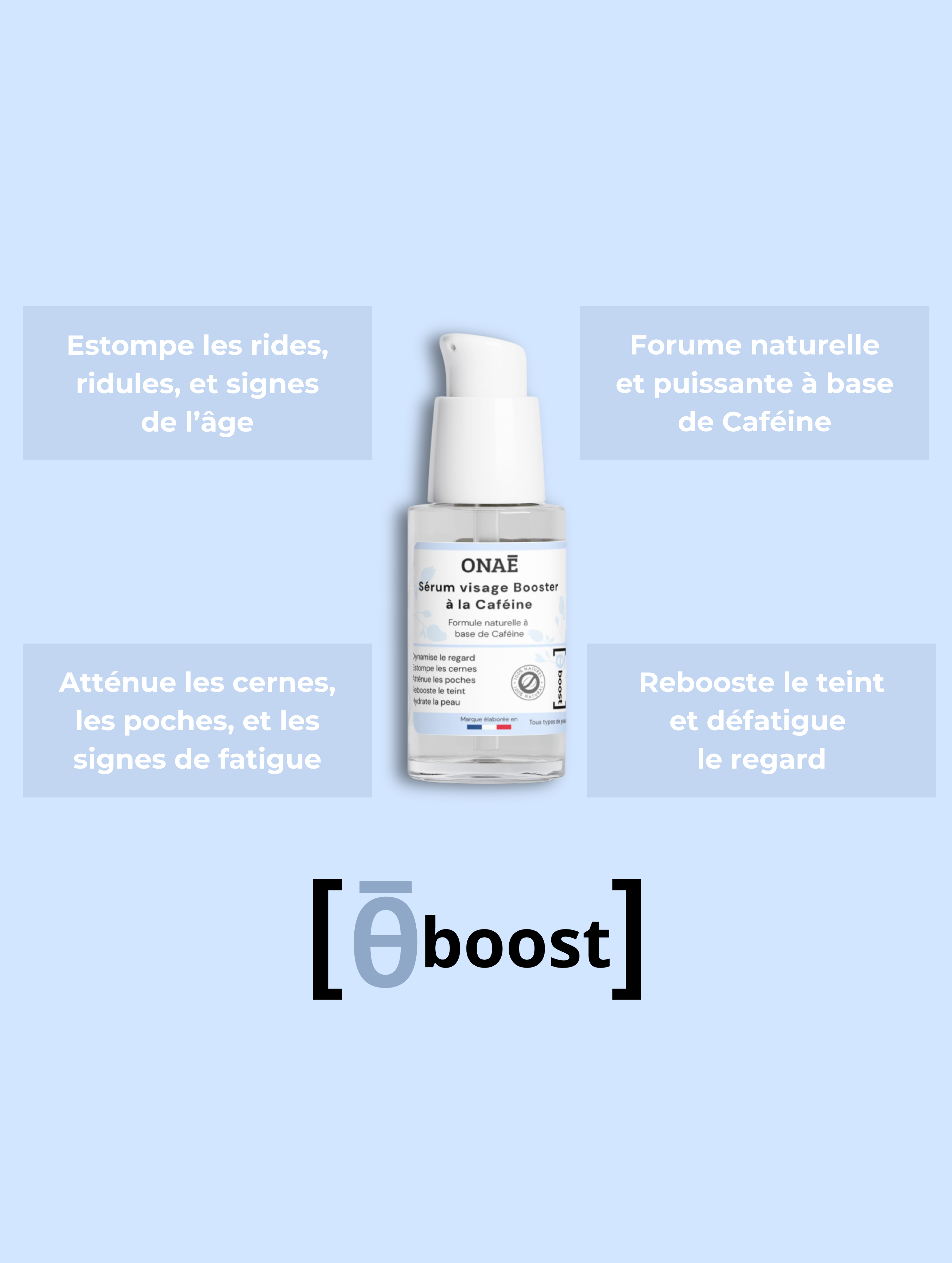 Sérum visage et yeux booster à la caféine Onaé Paris tous types de cheveux - avantages du produit