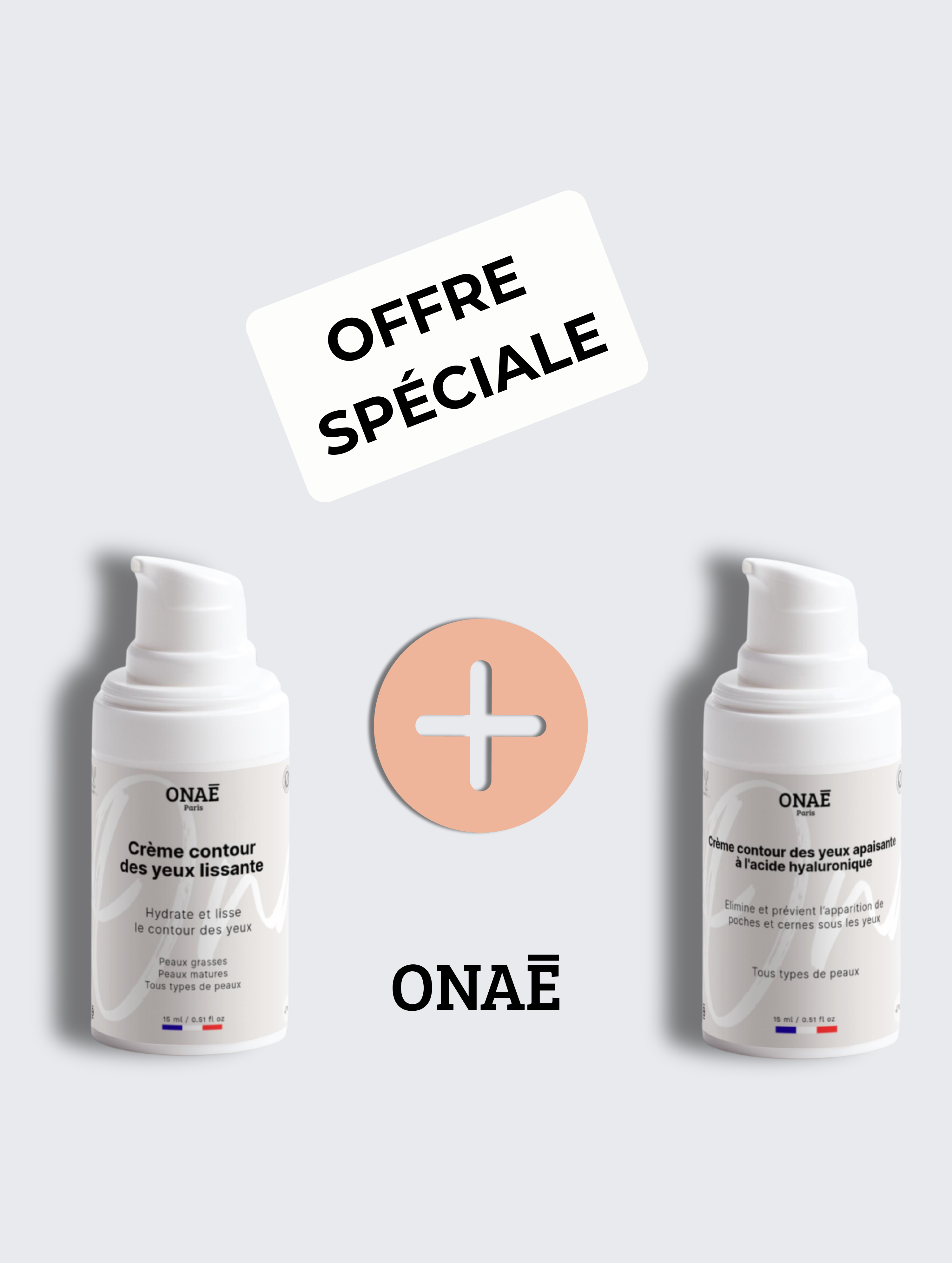 Crème pour le contour des yeux lissante et Crème contour des yeux défatiguante Onaé paris tous types de peaux - vue principale 